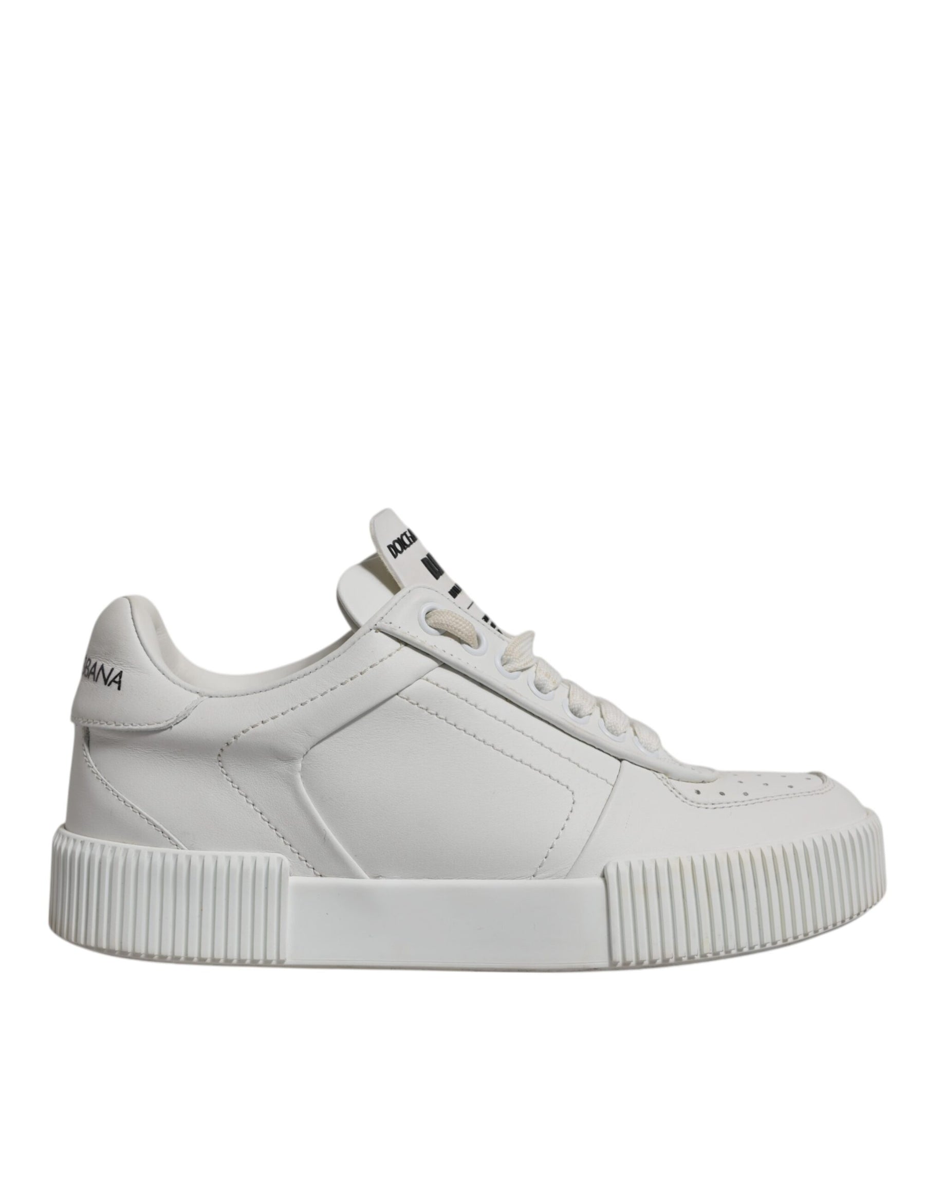 Dolce & Gabbana White Miami Leather Low Top Sneakers Shoes | Regal Royce
