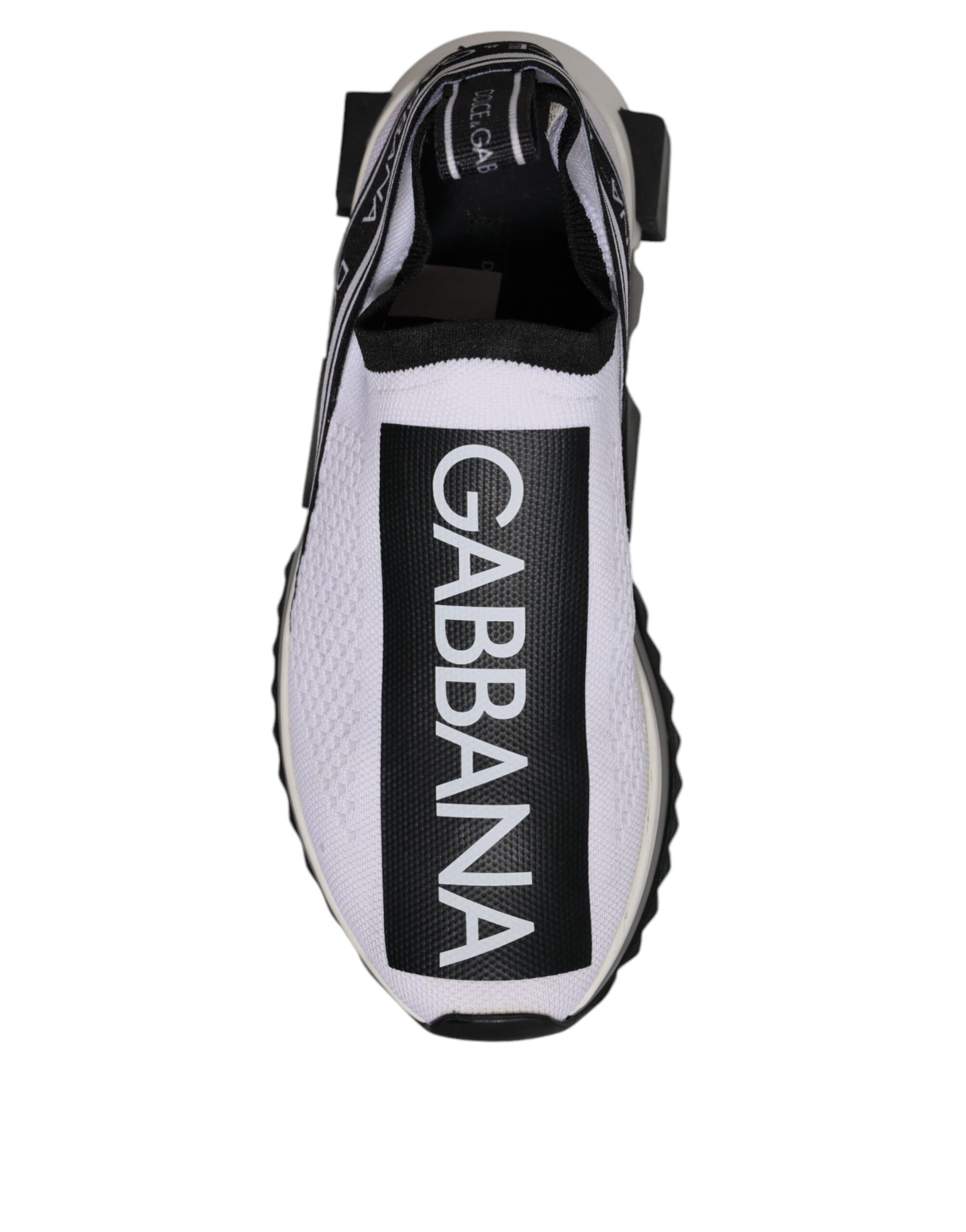 Dolce & Gabbana White Black Slip On Sorrento Sneakers Shoes | Regal Royce