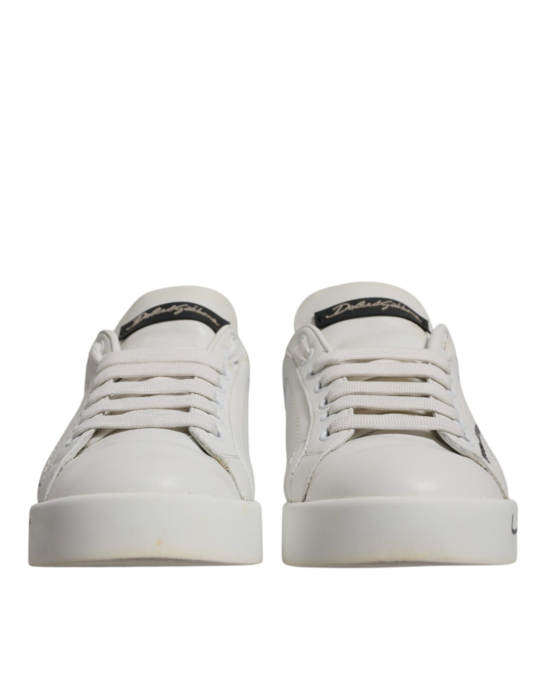 Dolce & Gabbana White Blue Logo Portofino Sneakers Shoes | Regal Royce
