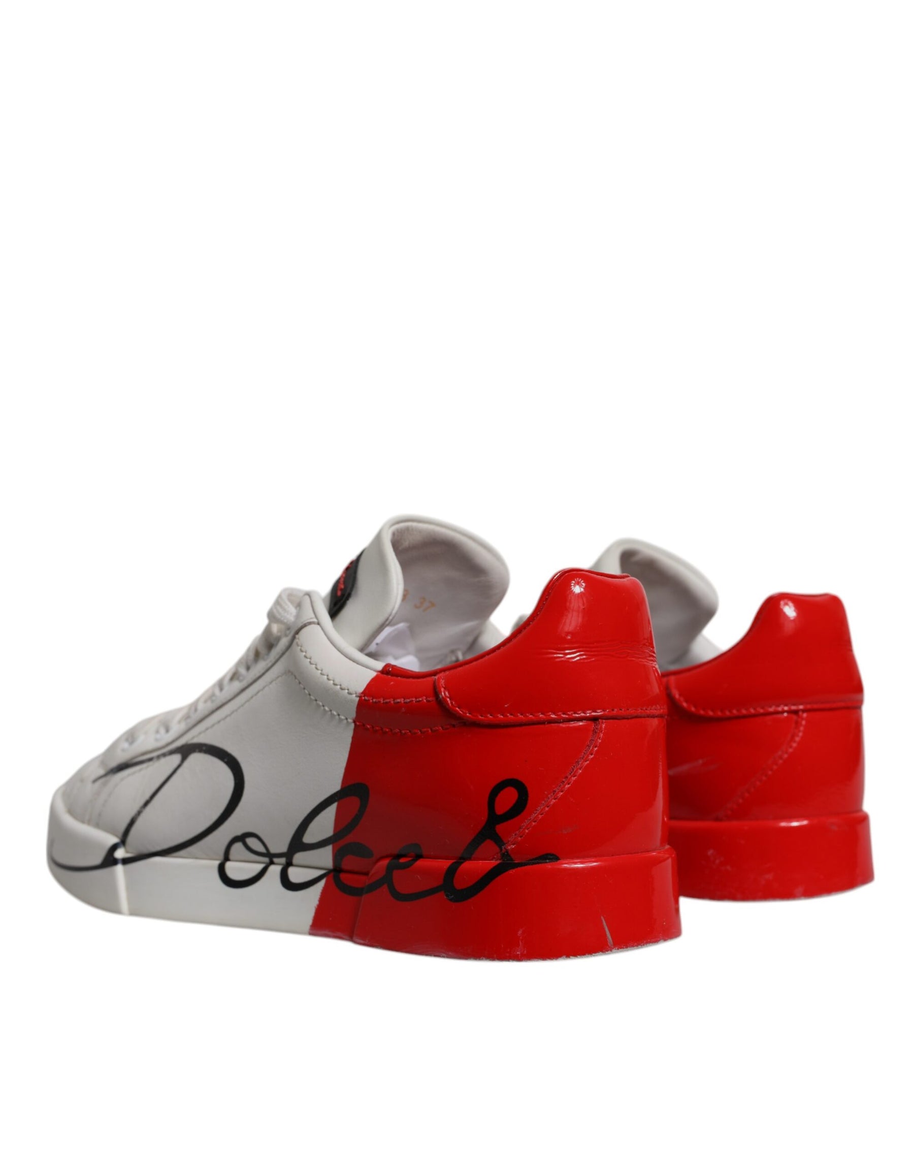 Dolce & Gabbana White Red Logo Portofino Sneakers Shoes | Regal Royce