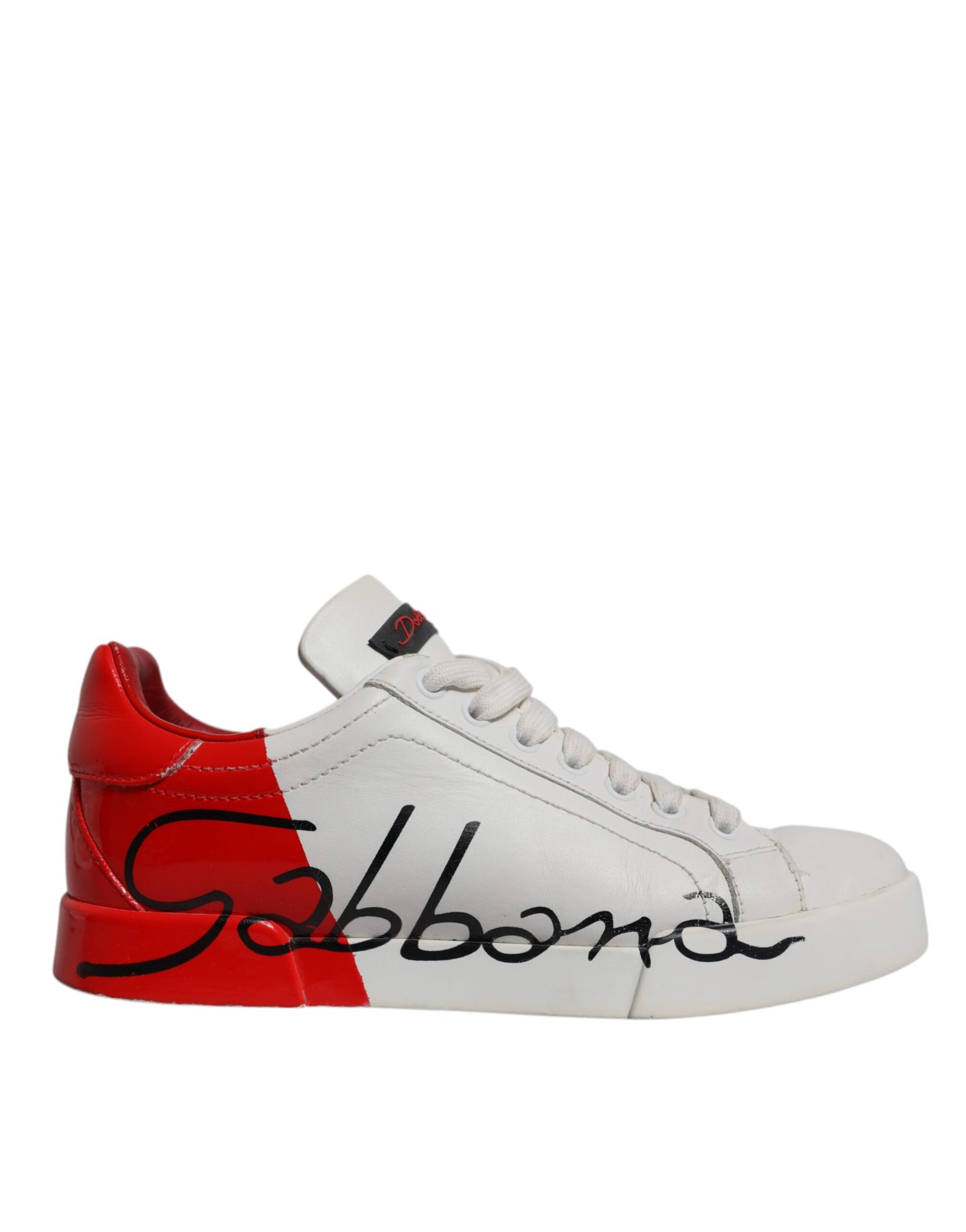 Dolce & Gabbana White Red Logo Portofino Sneakers Shoes | Regal Royce