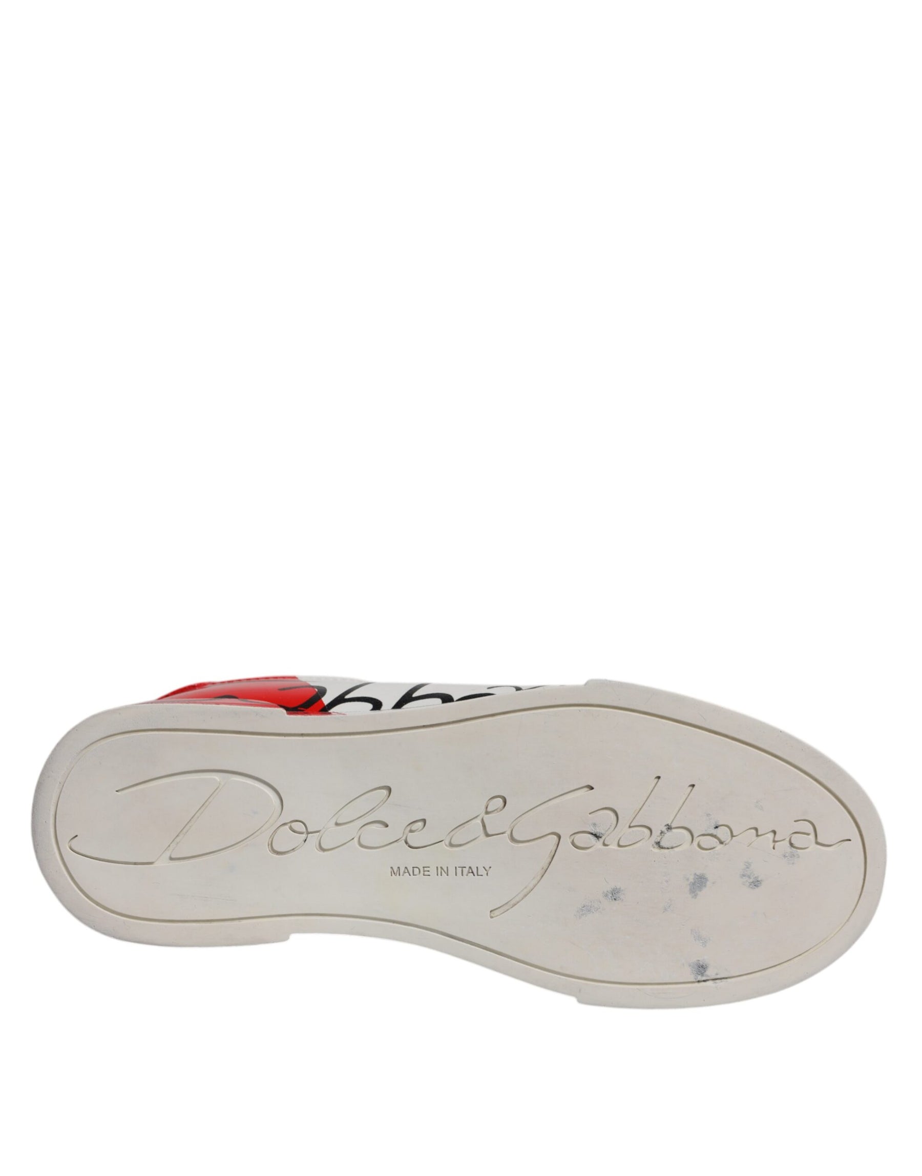 Dolce & Gabbana White Red Logo Portofino Sneakers Shoes | Regal Royce
