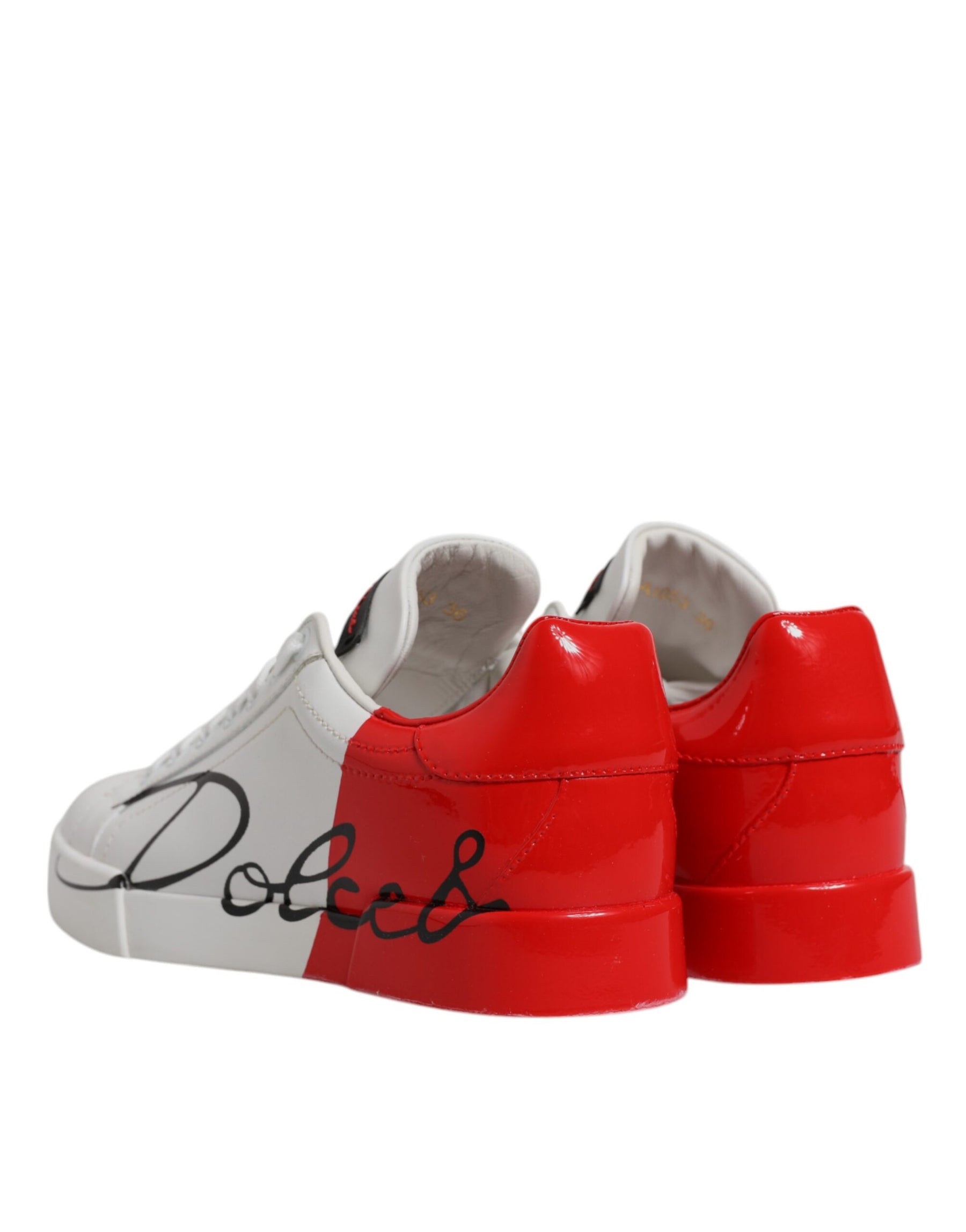 Dolce & Gabbana White Red Logo Portofino Sneakers Shoes | Regal Royce