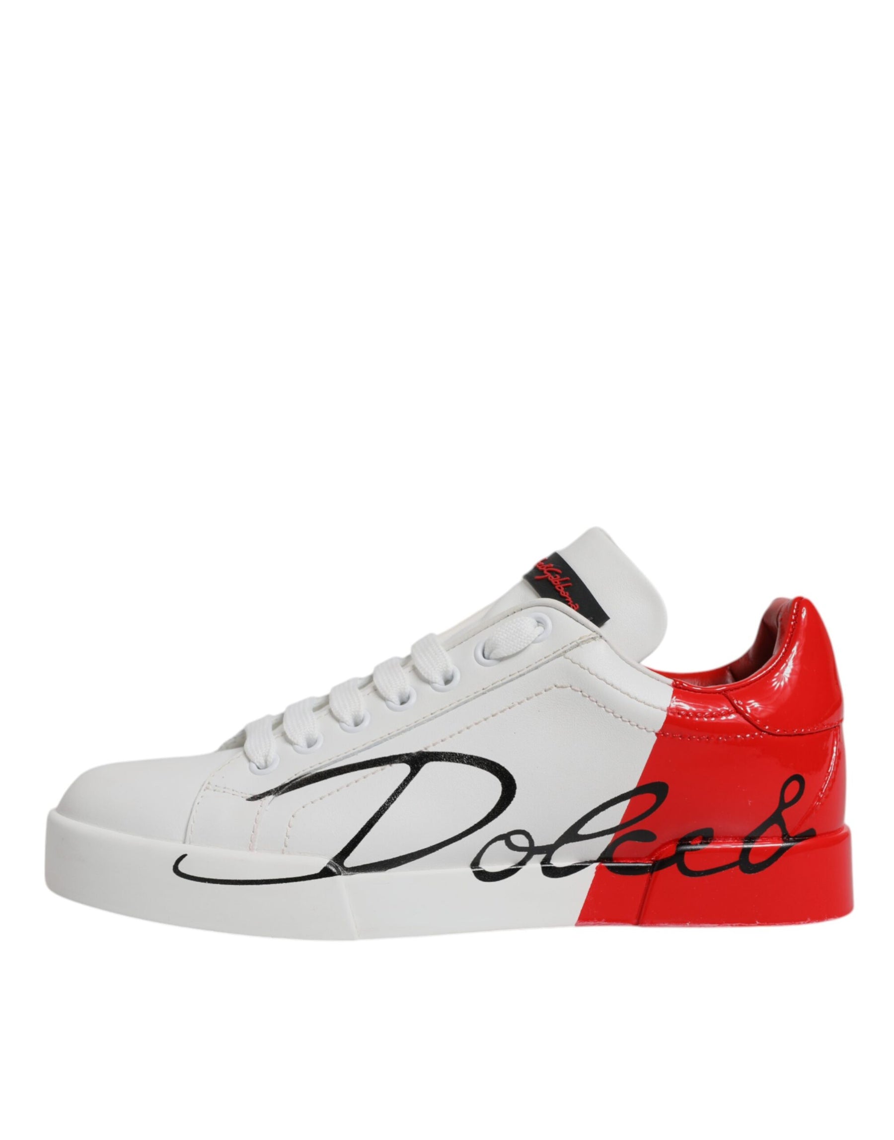 Dolce & Gabbana White Red Logo Portofino Sneakers Shoes | Regal Royce