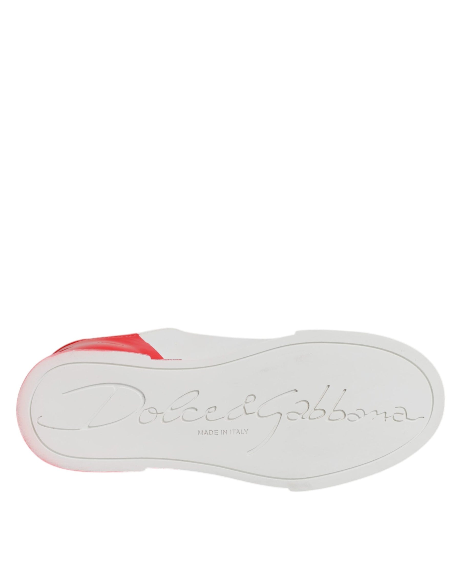 Dolce & Gabbana White Red Logo Portofino Sneakers Shoes | Regal Royce