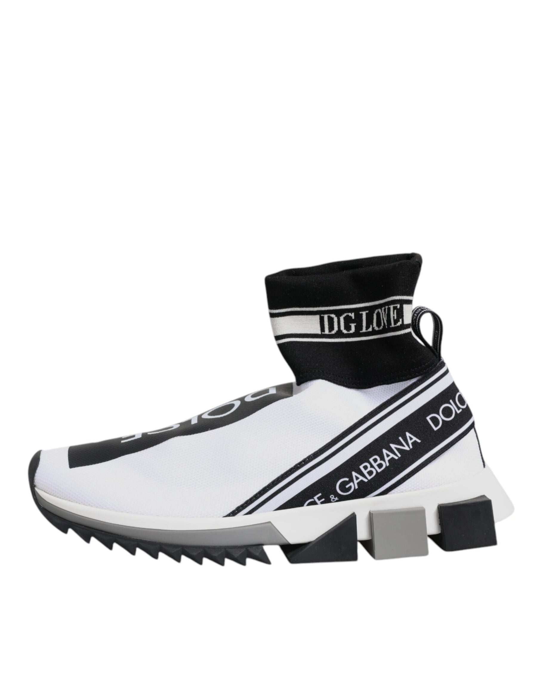 Dolce & Gabbana White Black Sorrento Socks Sneakers Shoes | Regal Royce