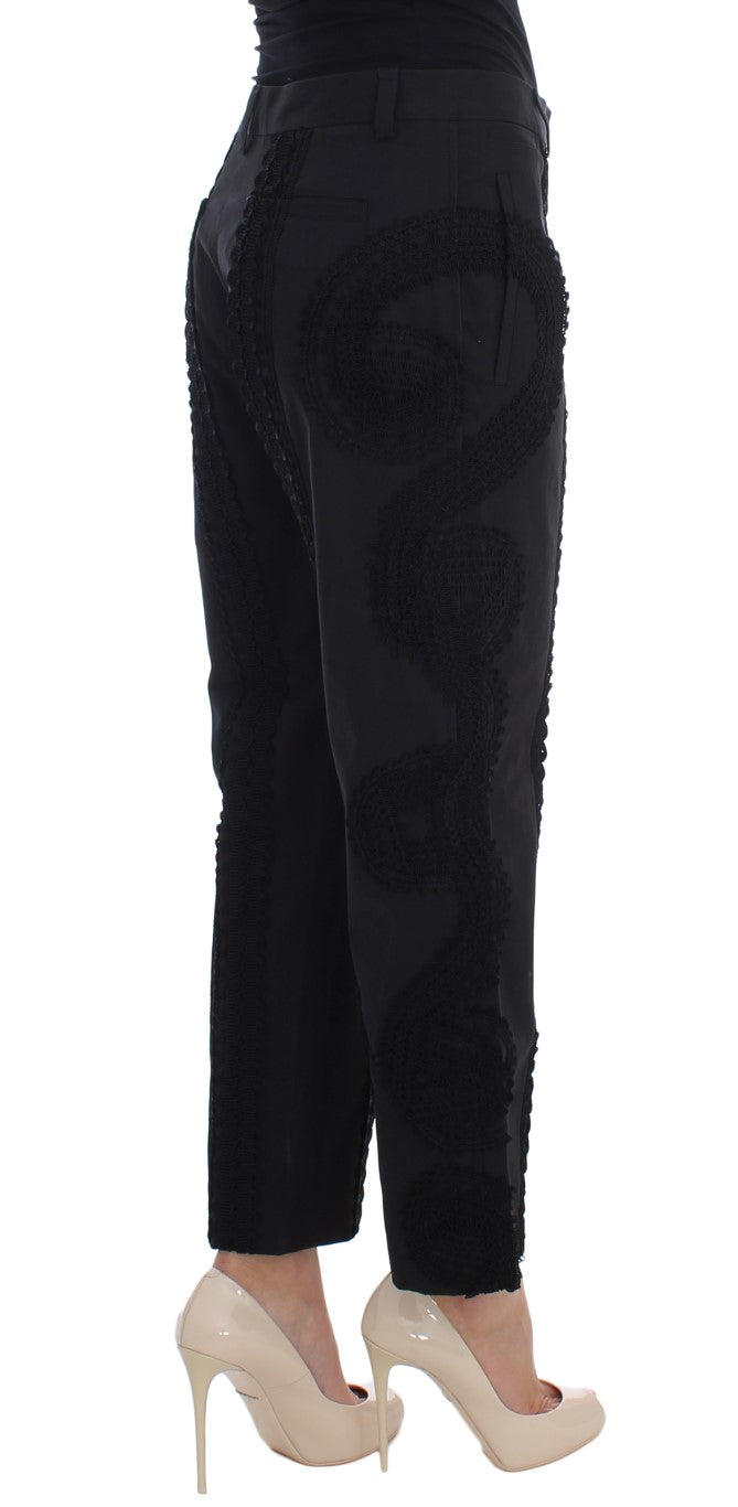 Dolce & Gabbana Black Cotton Stretch Torero Capris Pants | Regal Royce