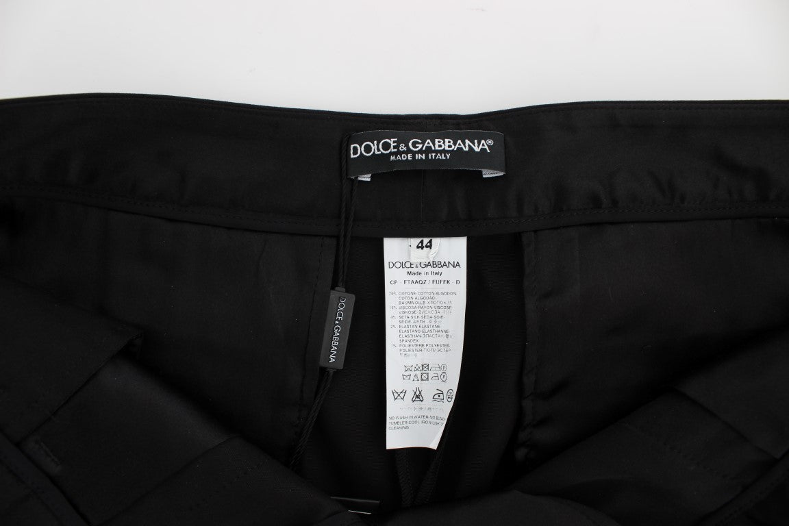 Dolce & Gabbana Black Cotton Stretch Torero Capris Pants | Regal Royce