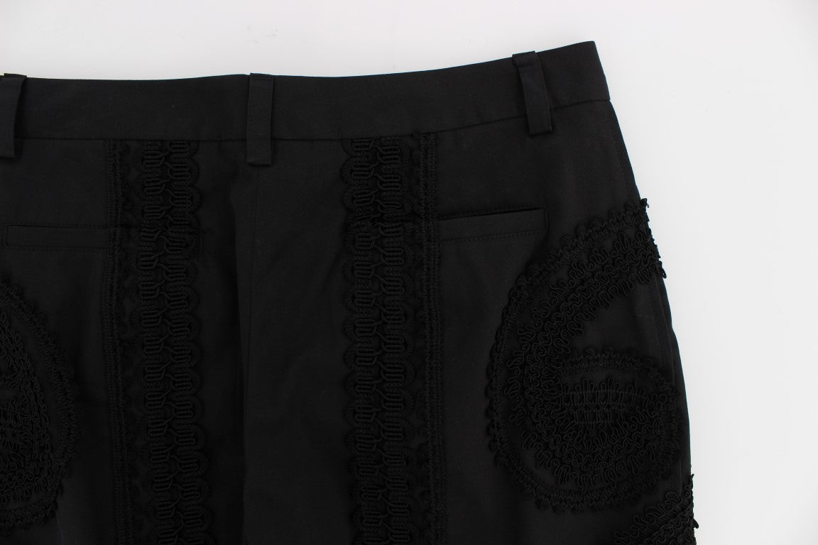 Dolce & Gabbana Black Cotton Stretch Torero Capris Pants | Regal Royce