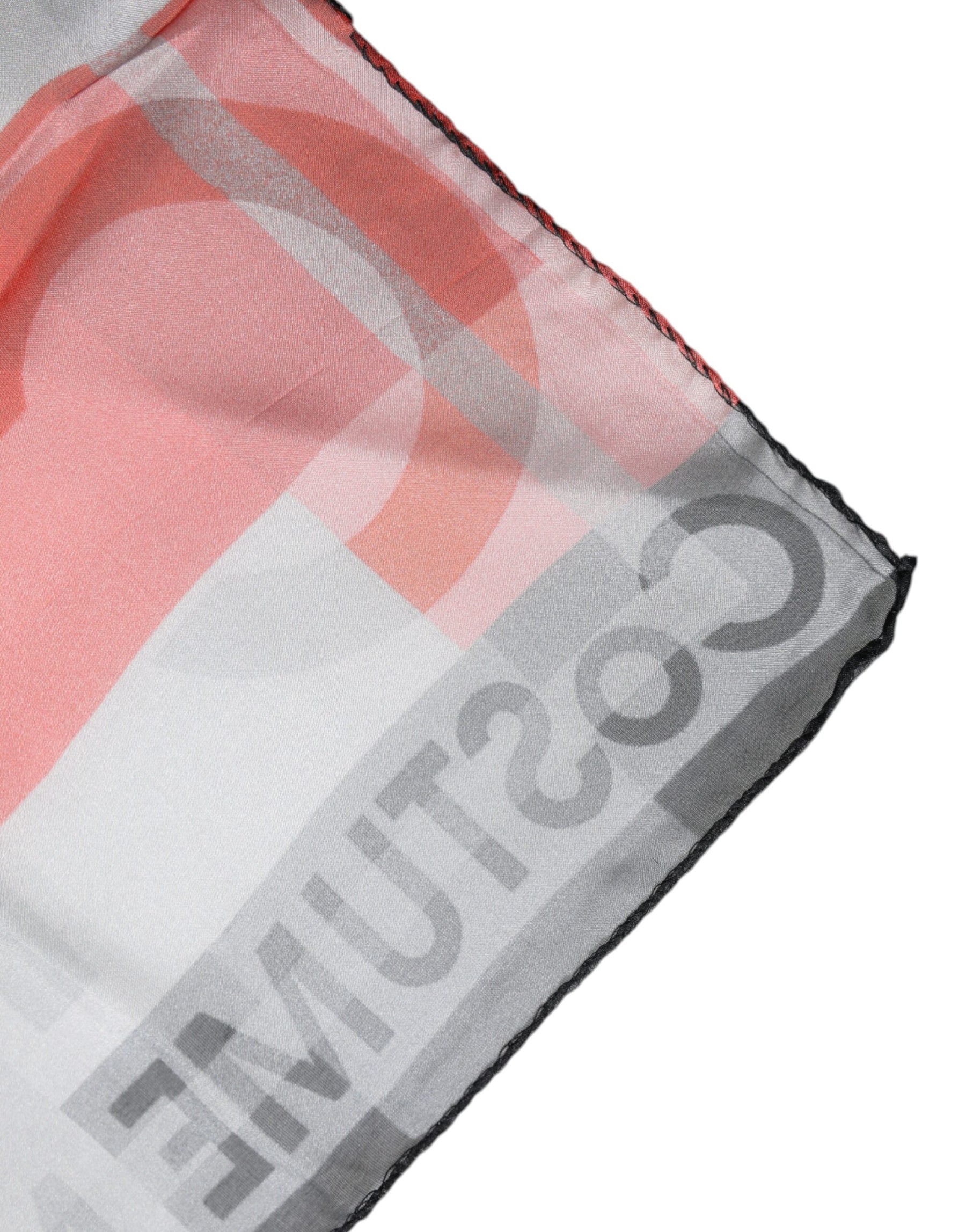 Costume National Gray Red Silk Square Neck Wrap Scarf | Regal Royce