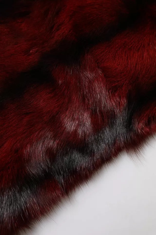 Dolce & Gabbana Black Red Stripe Fur Shawl Neck Wrap Scarf | Regal Royce