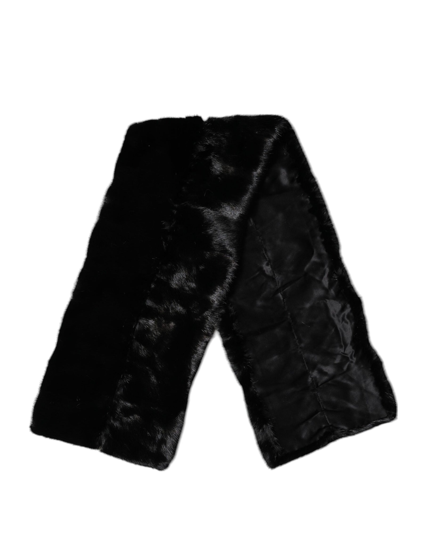 Dolce & Gabbana Black Fur Shawl Neck Wrap Cover Collar Scarf | Regal Royce