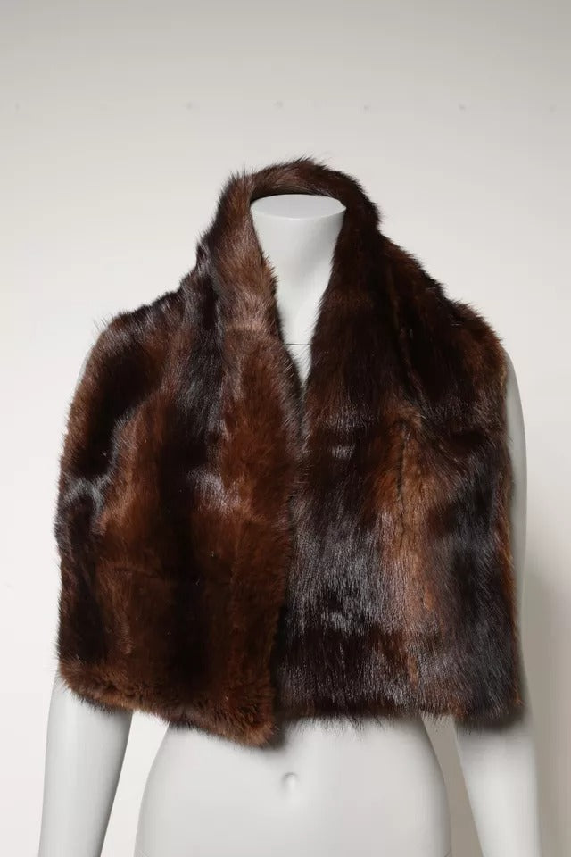 Dolce & Gabbana Black Brown Stripe Fur Shawl Wrap Scarf | Regal Royce