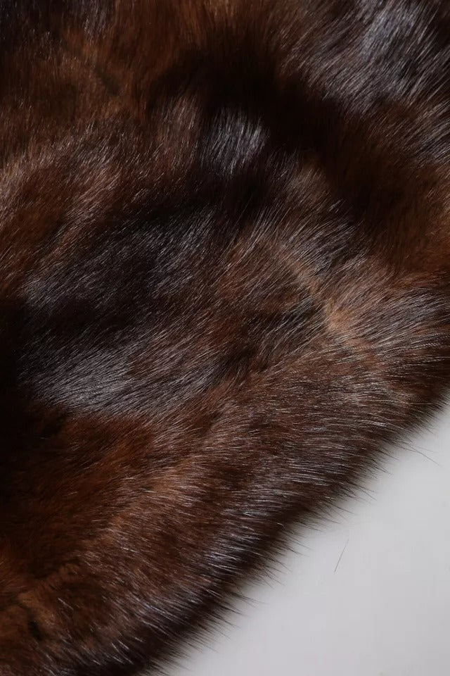 Dolce & Gabbana Black Brown Stripe Fur Shawl Wrap Scarf | Regal Royce