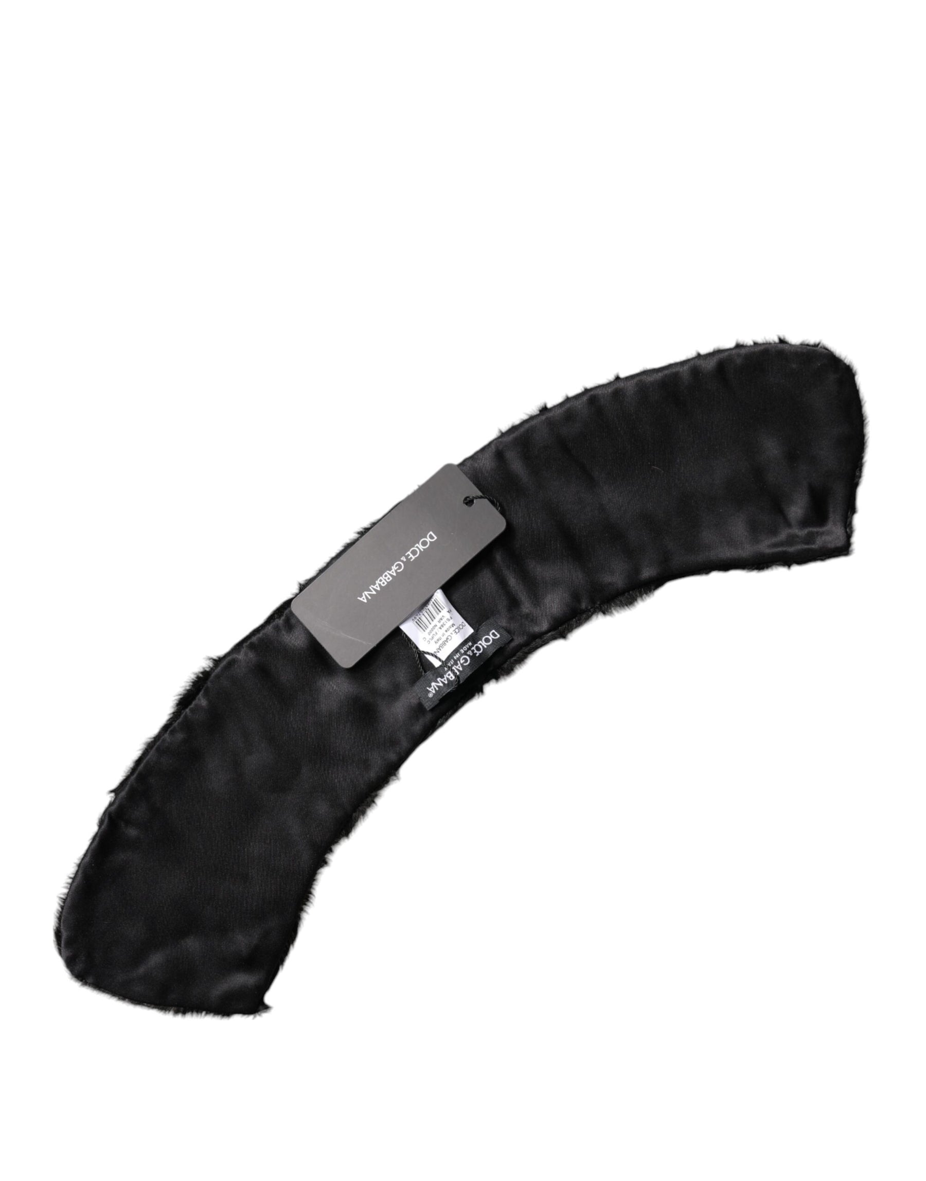 Dolce & Gabbana Black Lamb Fur Collar Women Neck Wrap Scarf | Regal Royce