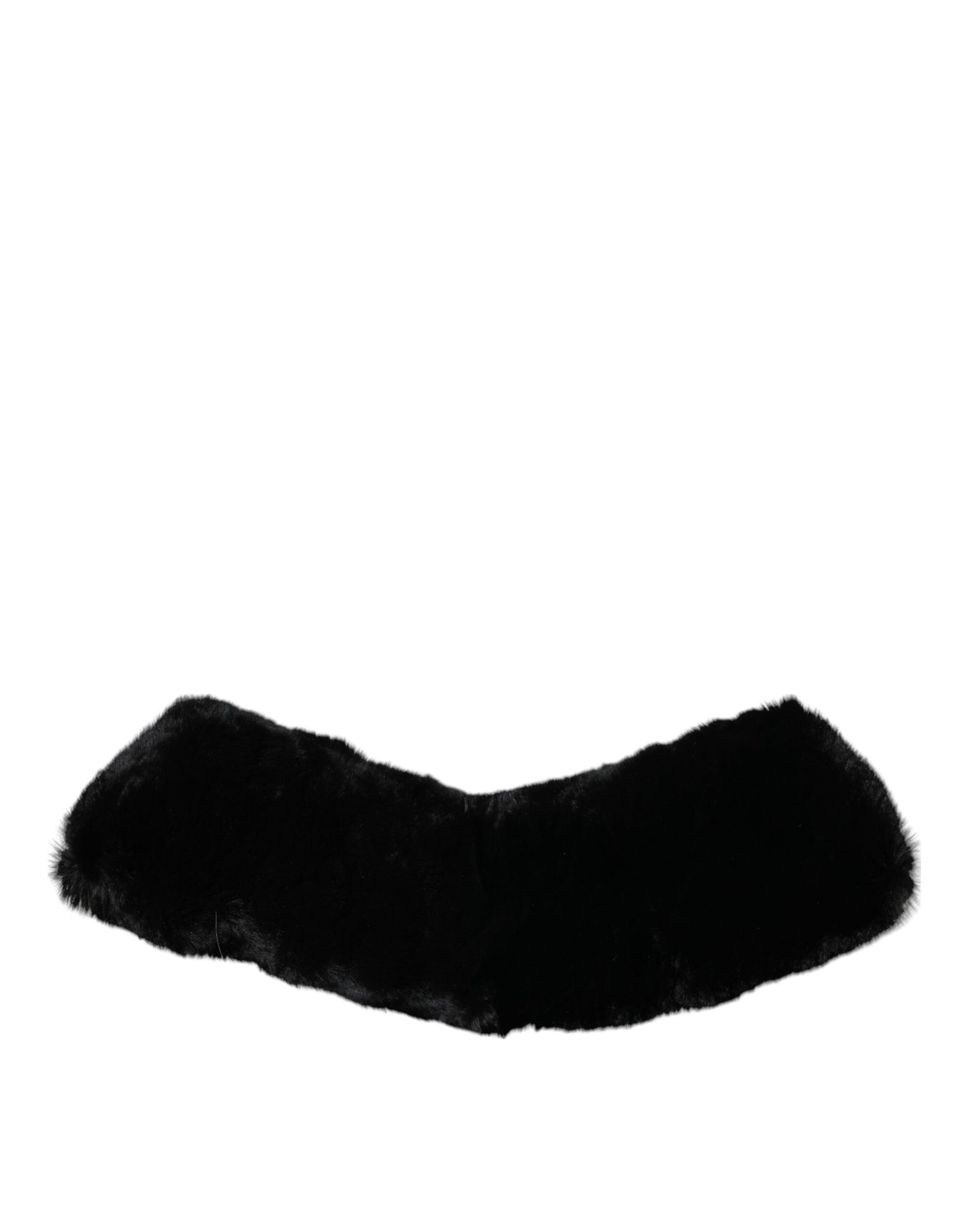 Dolce & Gabbana Black Lamb Fur Collar Women Neck Wrap Scarf | Regal Royce