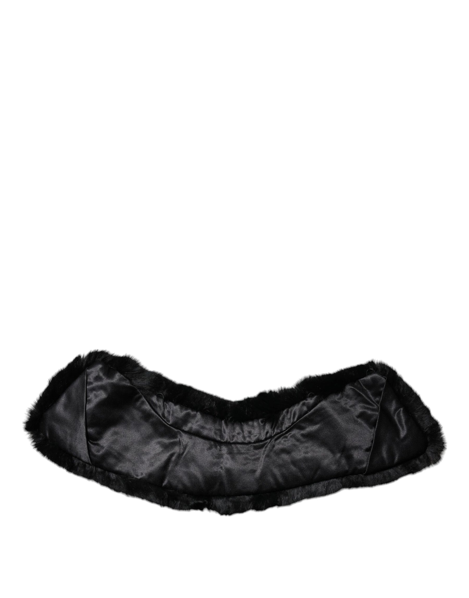 Dolce & Gabbana Black Lamb Fur Collar Women Neck Wrap Scarf | Regal Royce