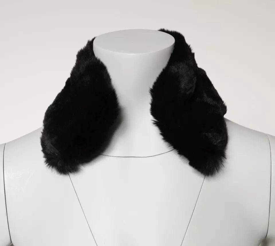 Dolce & Gabbana Black Lamb Fur Collar Women Neck Wrap Scarf | Regal Royce