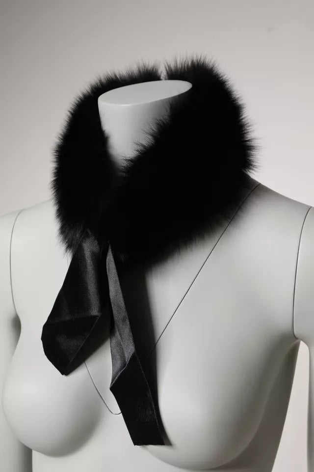 Dolce & Gabbana Black Fur Shoulder Collar Wrap Shawl Scarf | Regal Royce