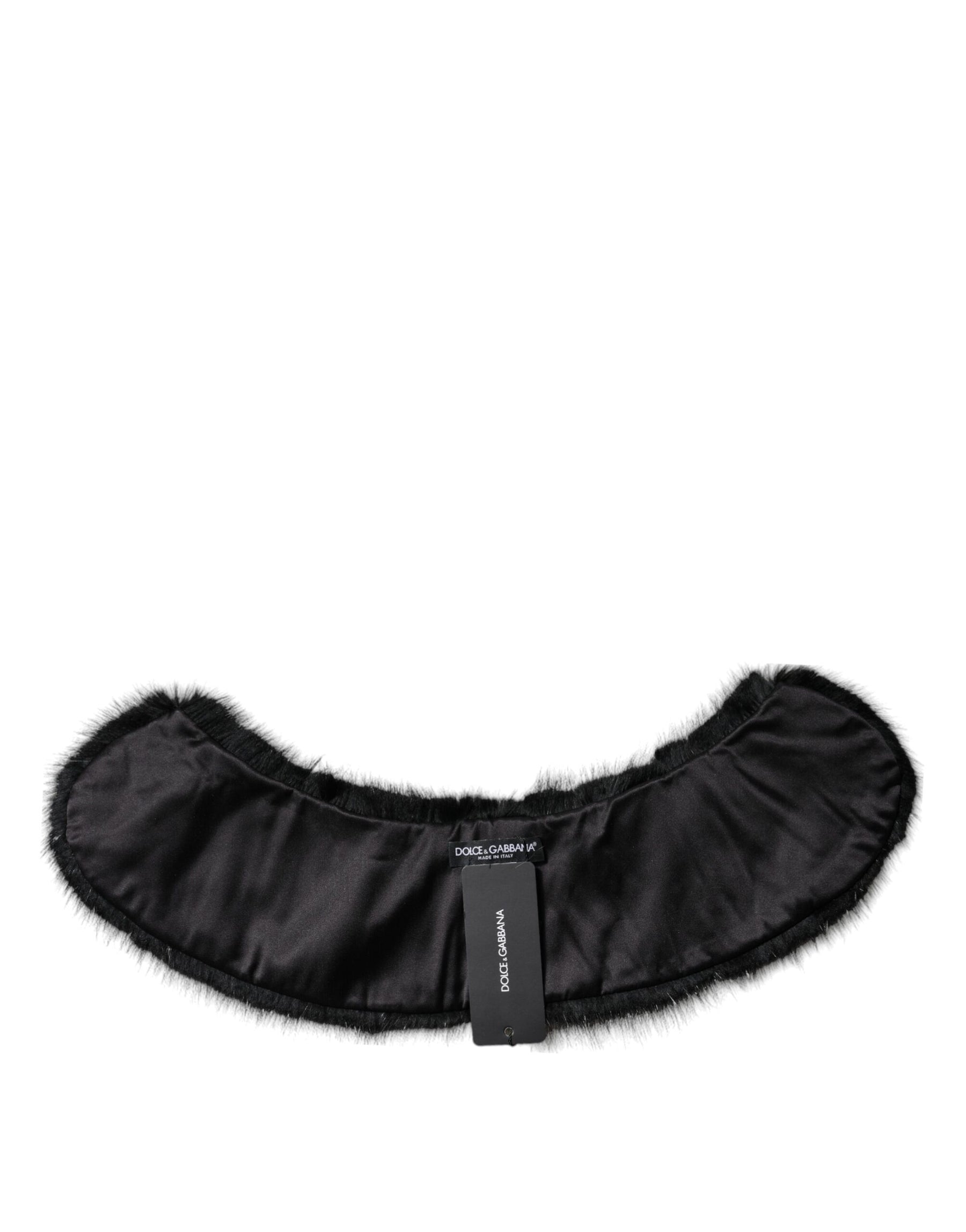 Dolce & Gabbana Black Fur Shawl Neck Wrap Cover Collar Scarf | Regal Royce