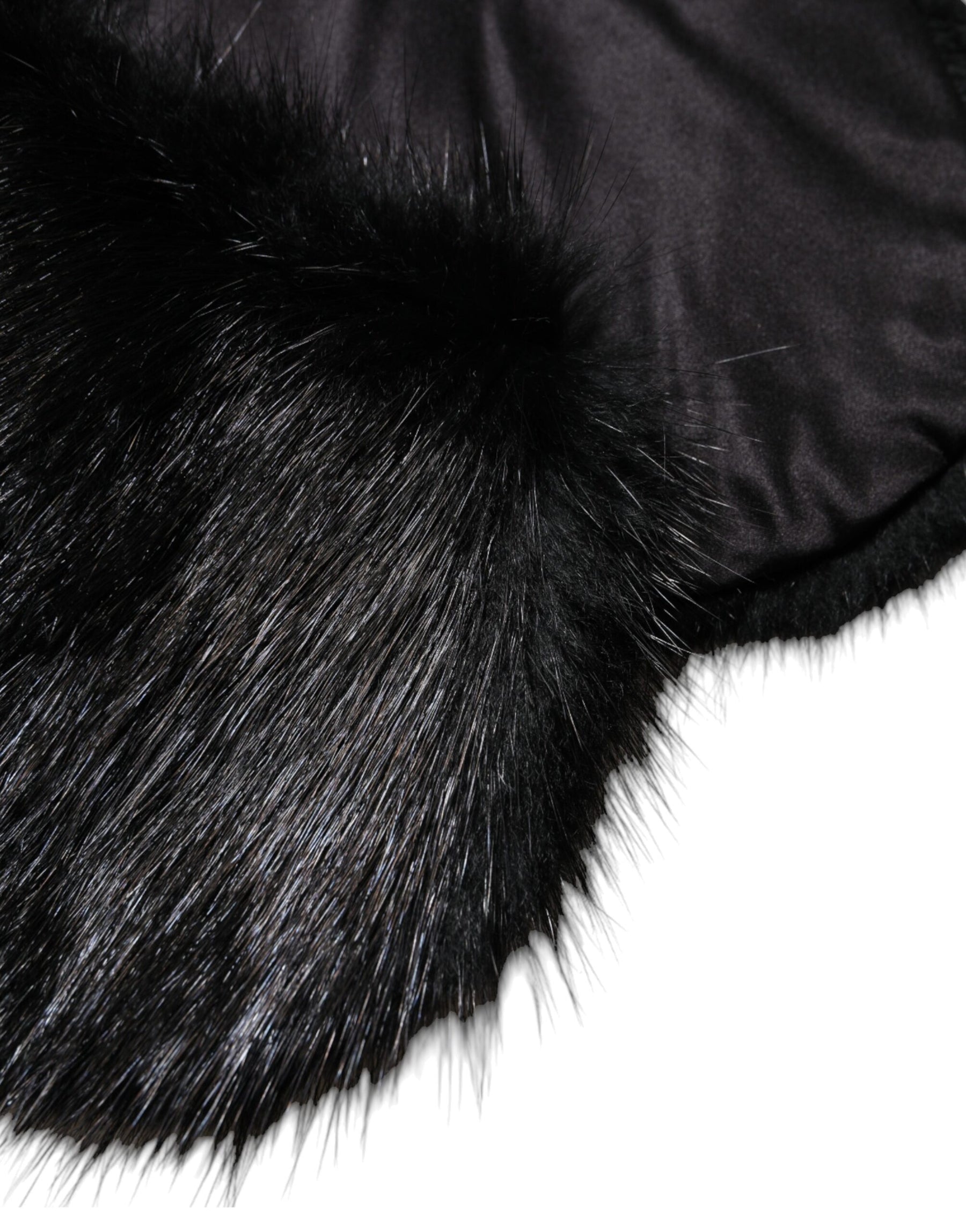 Dolce & Gabbana Black Fur Shawl Neck Wrap Cover Collar Scarf | Regal Royce