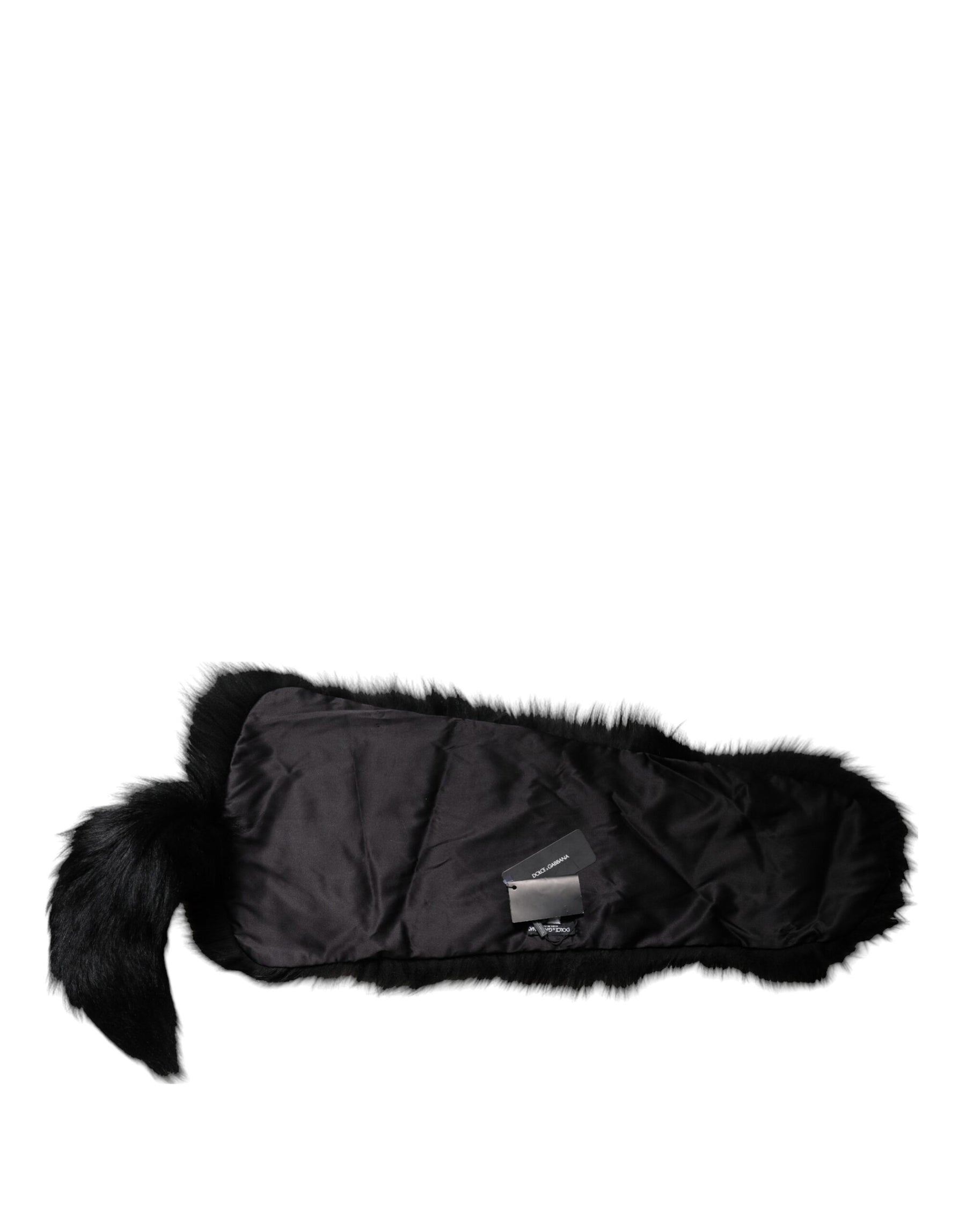 Dolce & Gabbana Black Fox Fur Neck Wrap Warmer Winter Scarf | Regal Royce