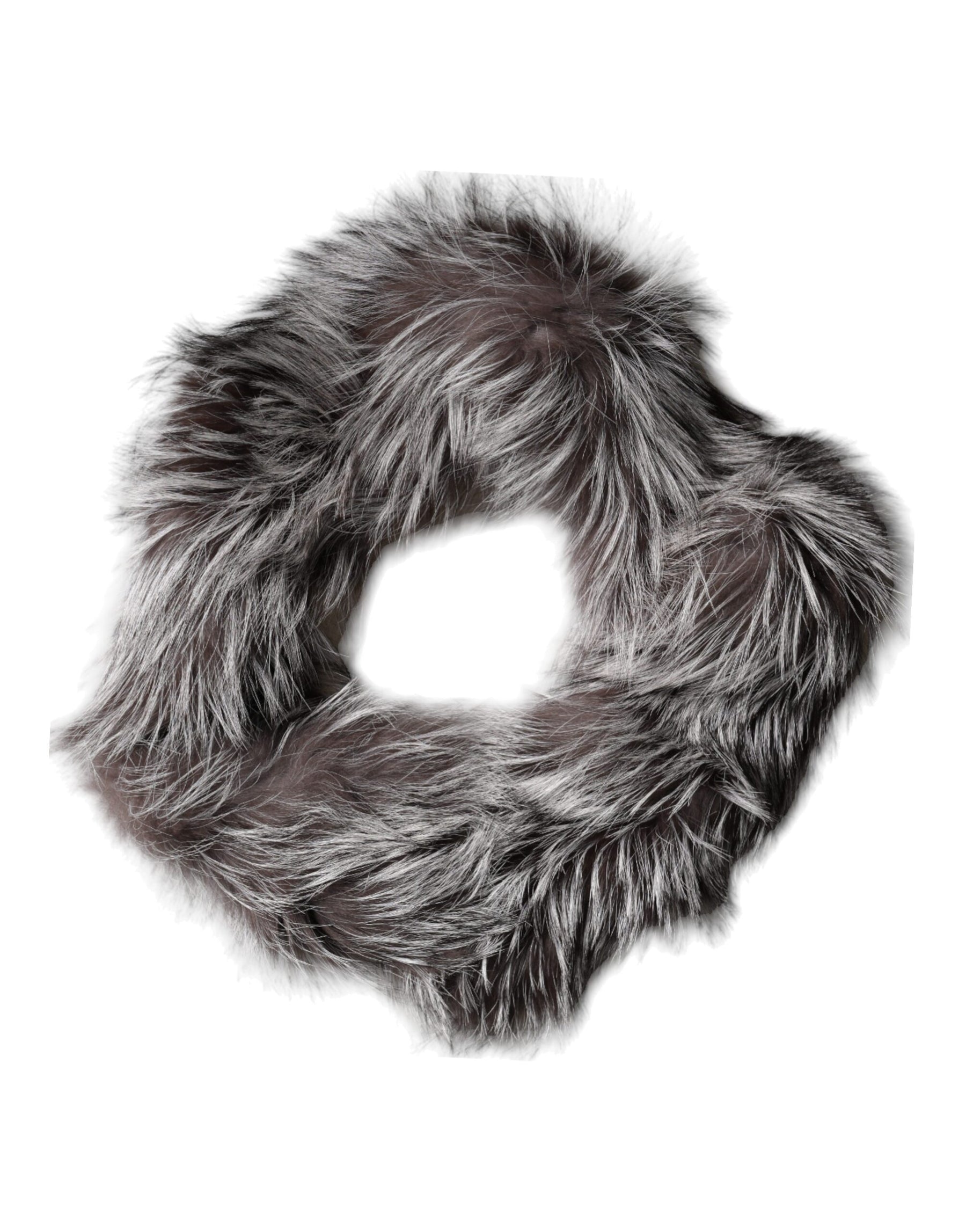 Dolce & Gabbana Gray Fox Fur Neck Wrap Warmer Winter Scarf | Regal Royce