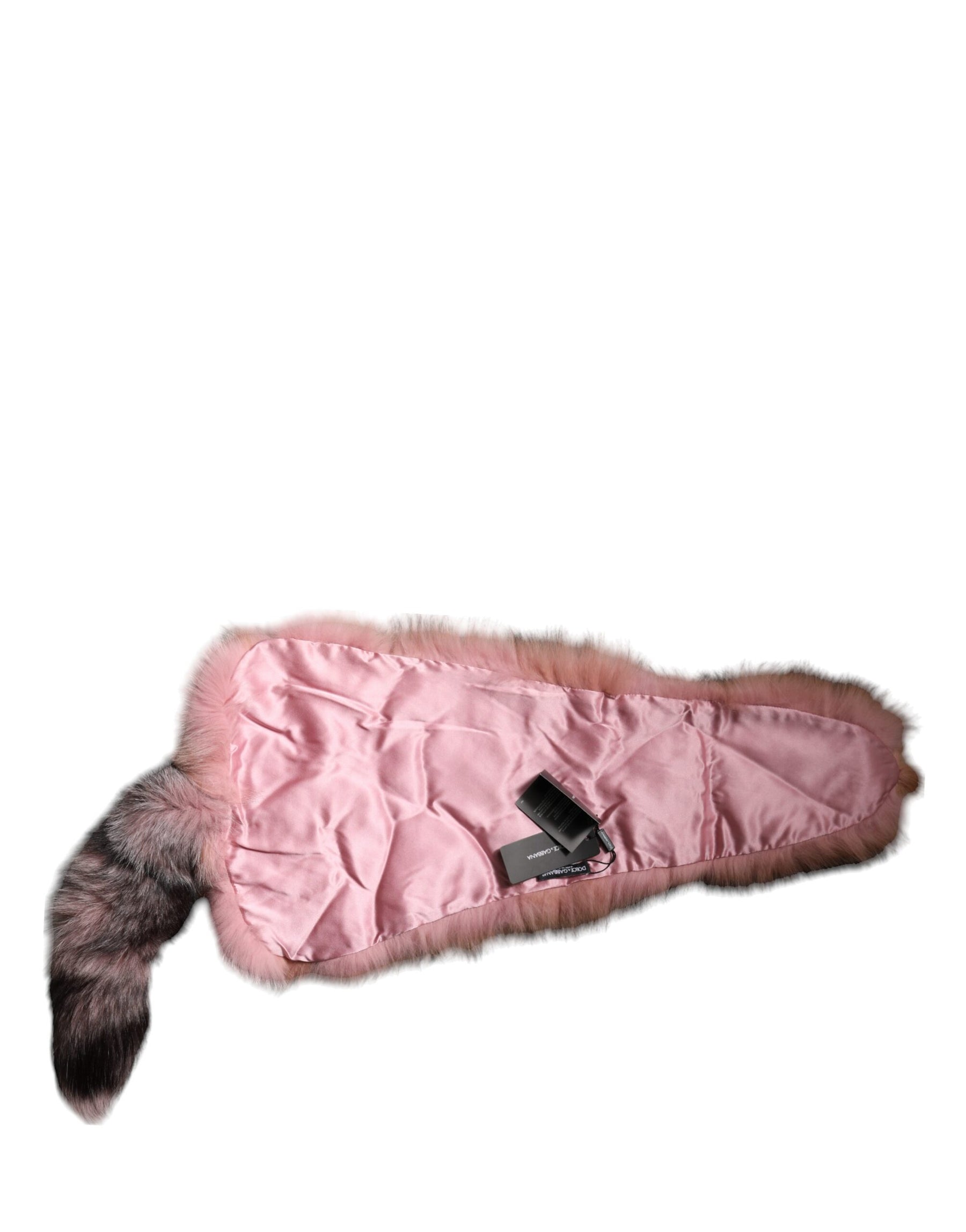 Dolce & Gabbana Pink Frost Fox Fur Neck Warmer Winter Scarf | Regal Royce