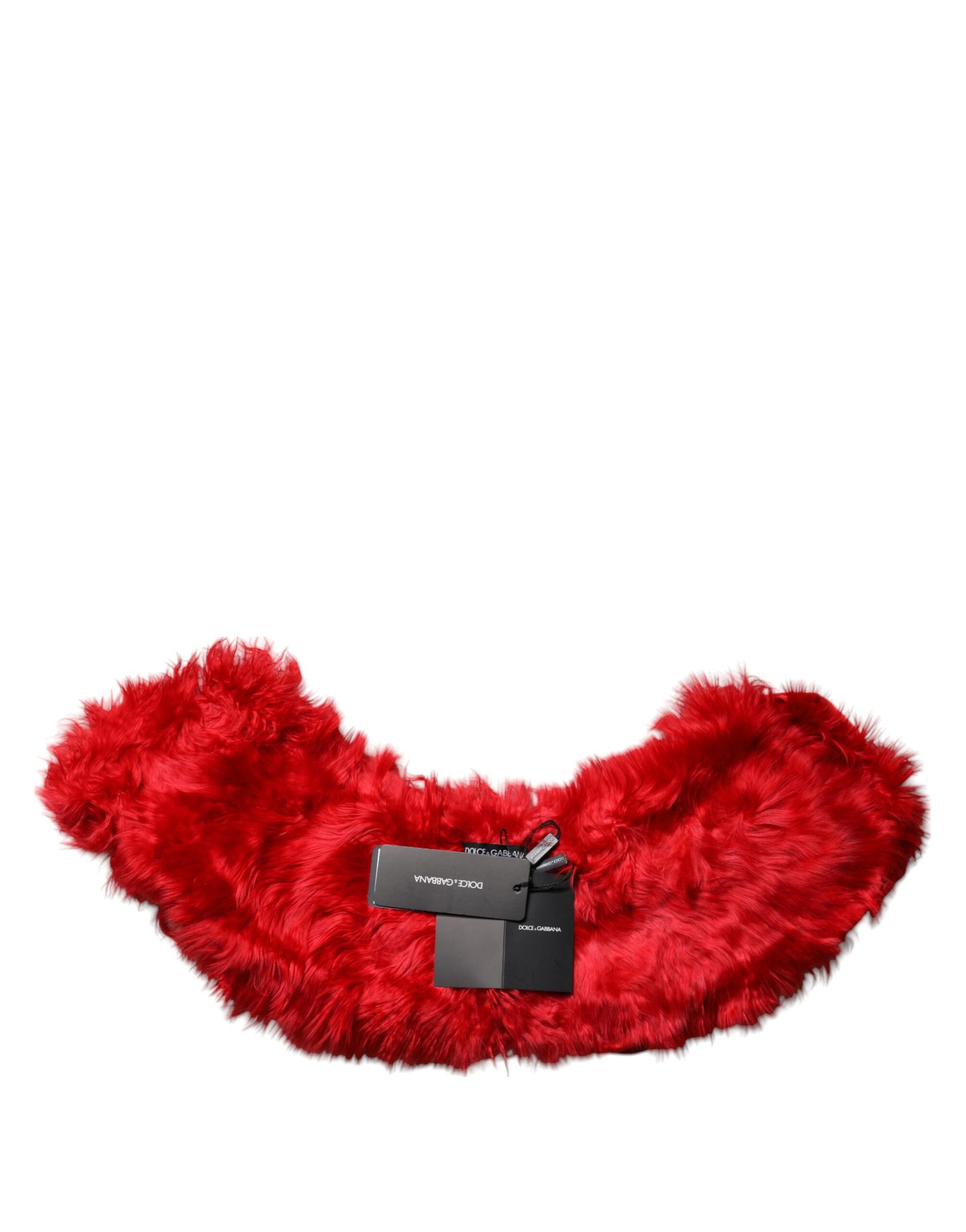 Dolce & Gabbana Red Alpaca Fur Women Neck Warmer Winter Scarf | Regal Royce