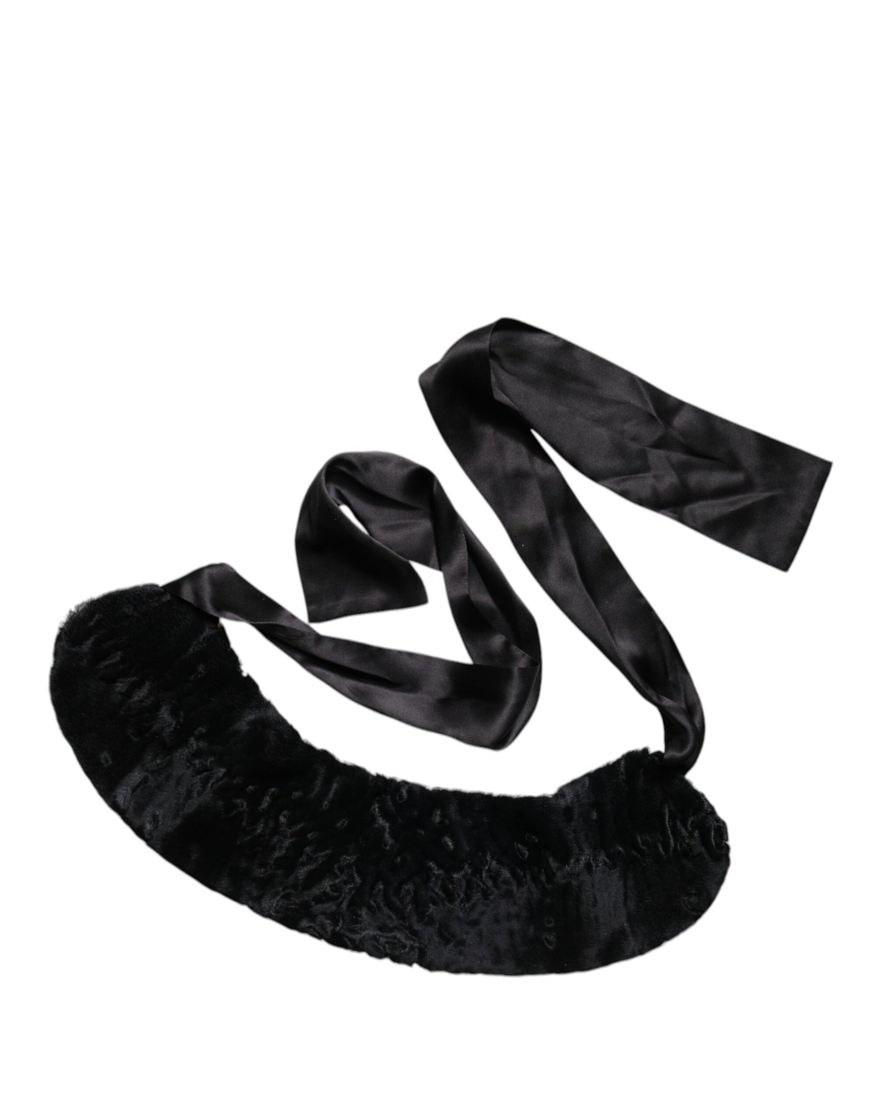 Dolce & Gabbana Black Lamb Fur Women Neck Warmer Winter Scarf | Regal Royce