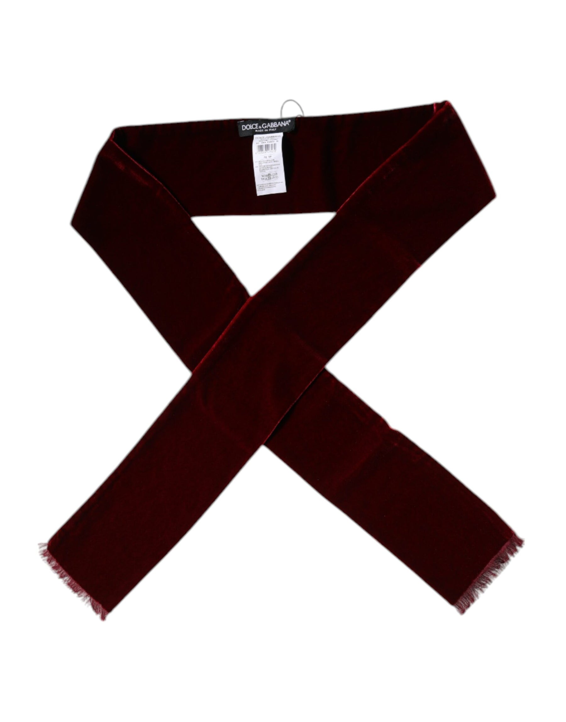 Dolce & Gabbana Bordeaux Cotton Silk Fringe Shawl Wrap Scarf | Regal Royce