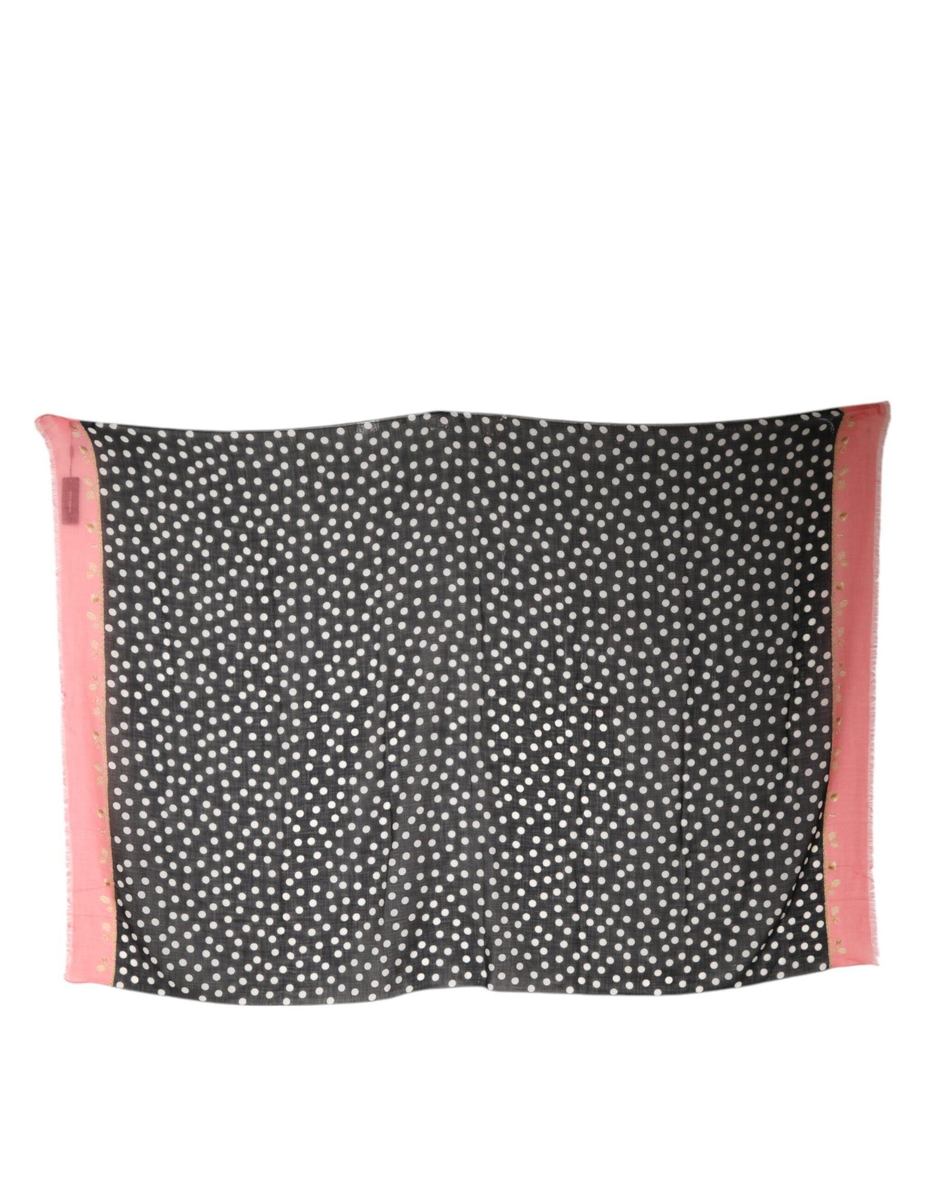 Dolce & Gabbana Black White Polka Dots Fringes Wrap Scarf | Regal Royce