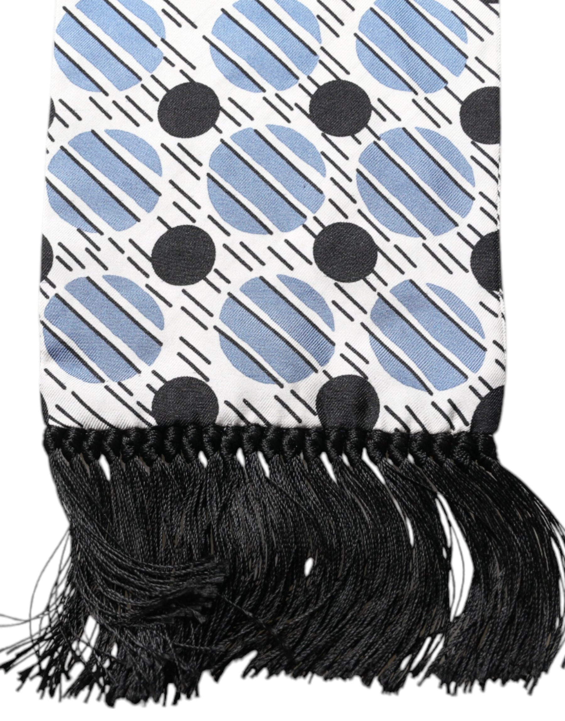Dolce & Gabbana White Blue Polka Dotted Silk Skinny Scarf | Regal Royce