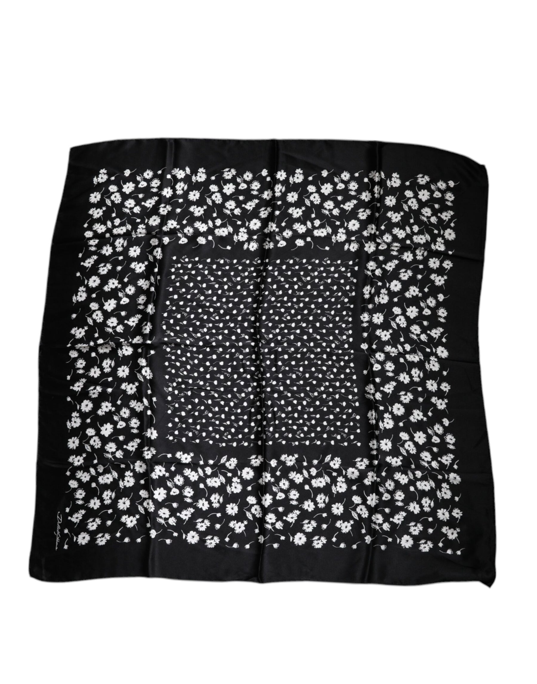 Dolce & Gabbana Black Floral Silk Square Wrap Shawl Scarf | Regal Royce