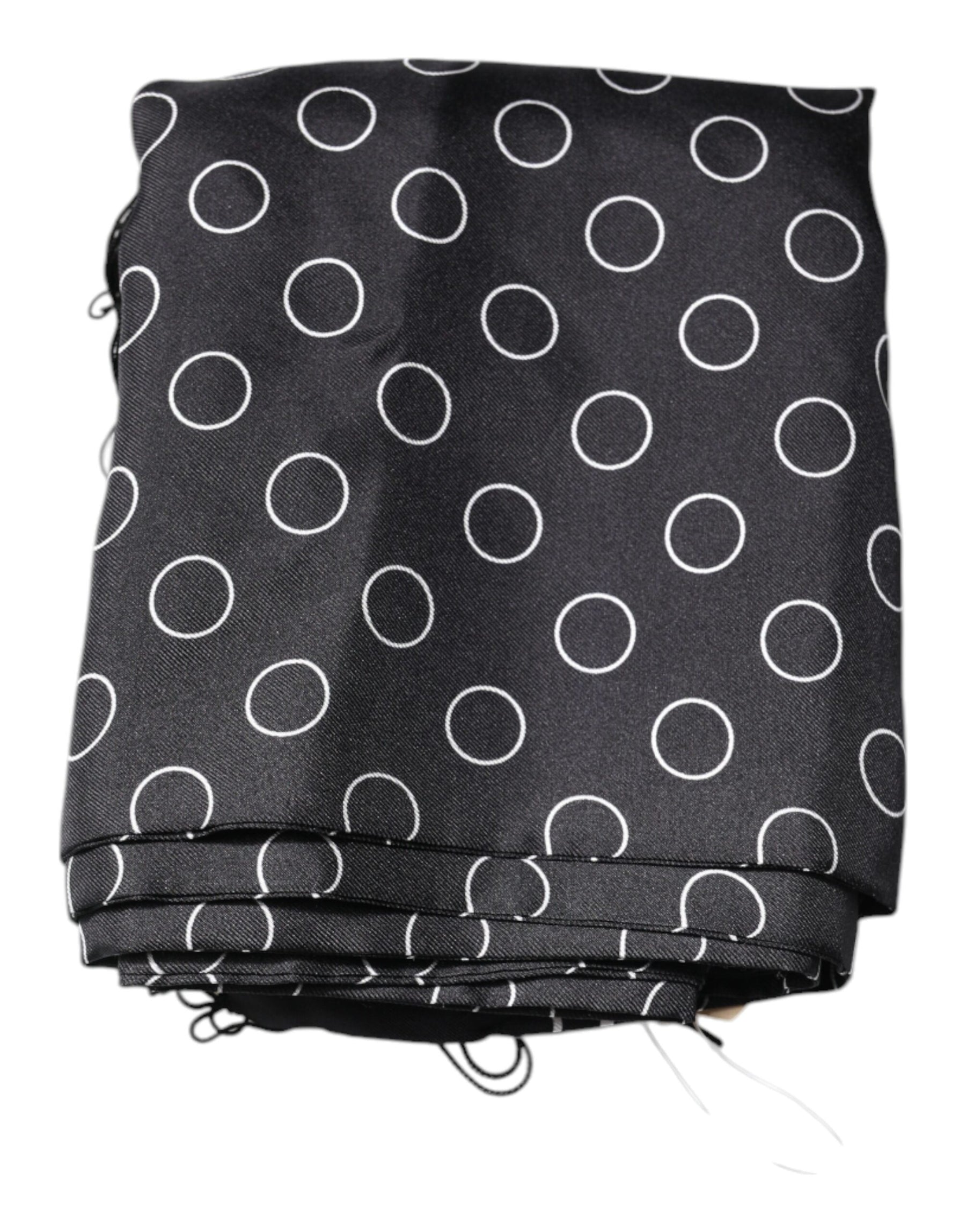 Dolce & Gabbana Black Circles Silk Fringes Shawl Wrap Scarf | Regal Royce
