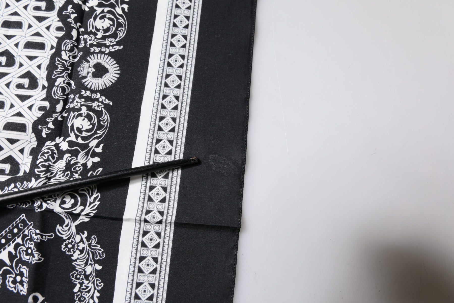 Dolce & Gabbana Black Logo Monogram Cotton Handkerchief Scarf | Regal Royce