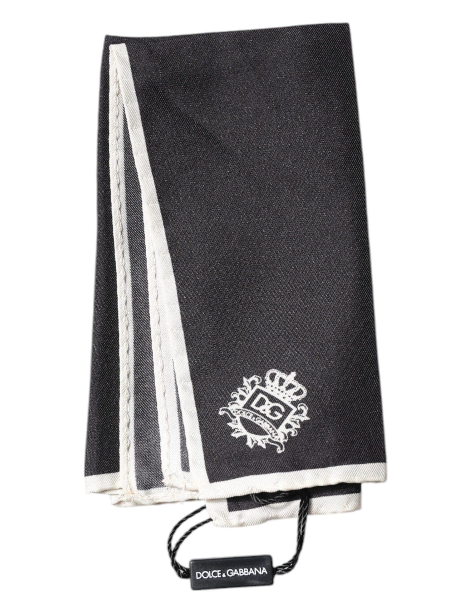 Dolce & Gabbana Black Crown Logo Square Handkerchief Scarf | Regal Royce