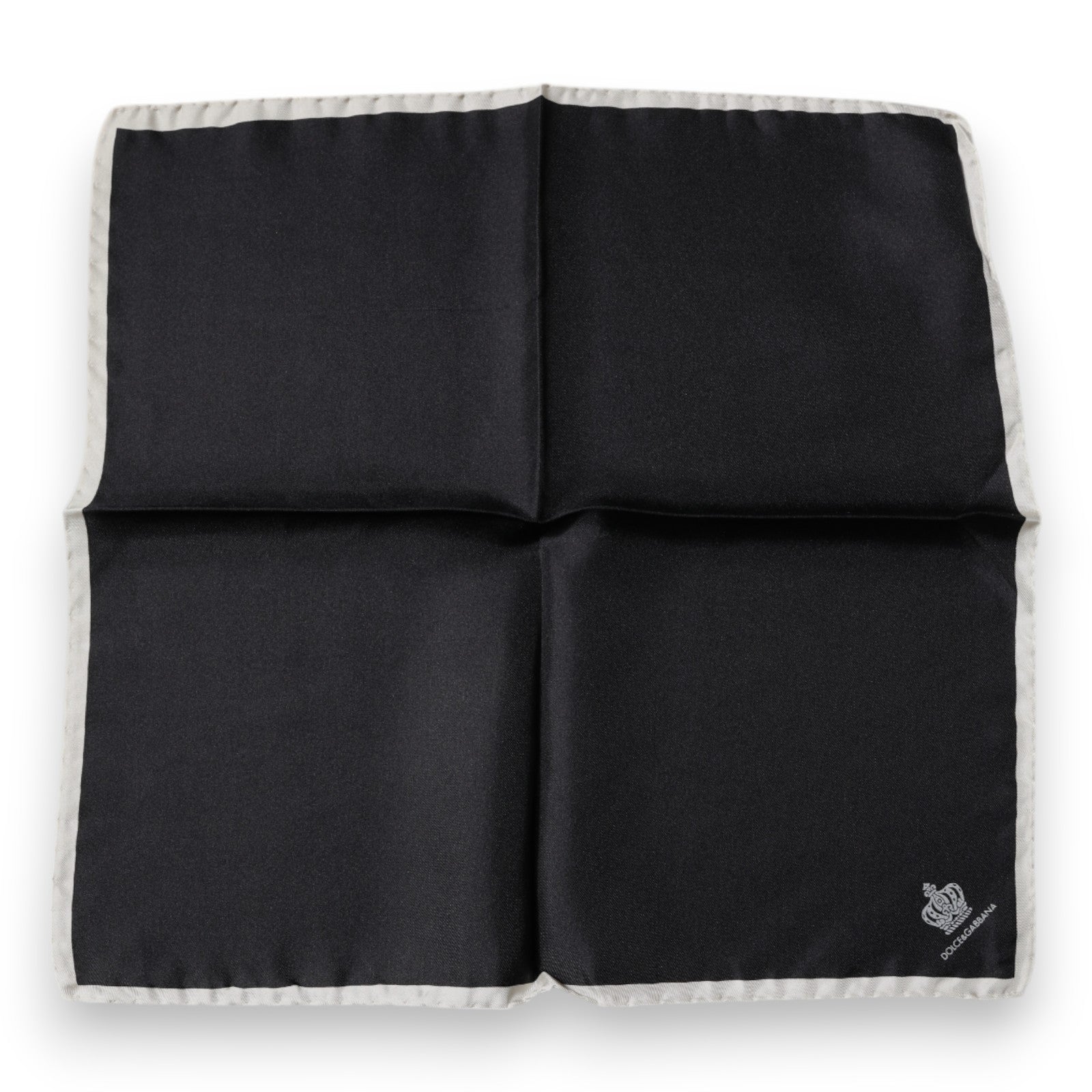Dolce & Gabbana Black Crown Logo Square Handkerchief Scarf | Regal Royce