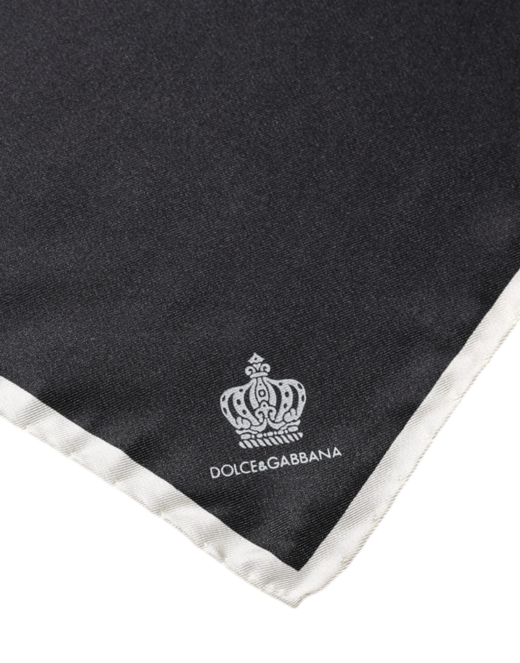 Dolce & Gabbana Black Crown Logo Square Handkerchief Scarf | Regal Royce