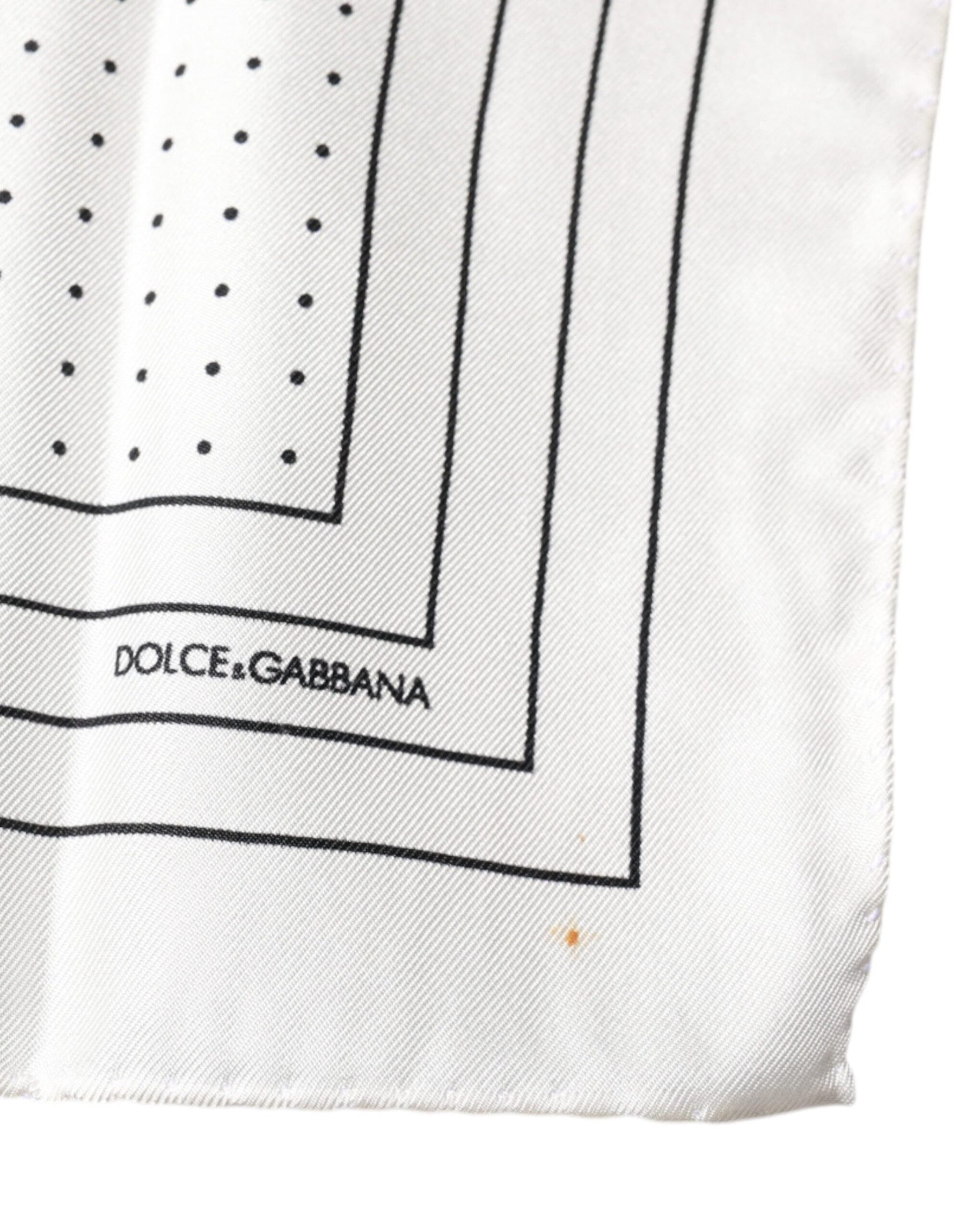 Dolce & Gabbana White Polka Dots Square Handkerchief Scarf | Regal Royce