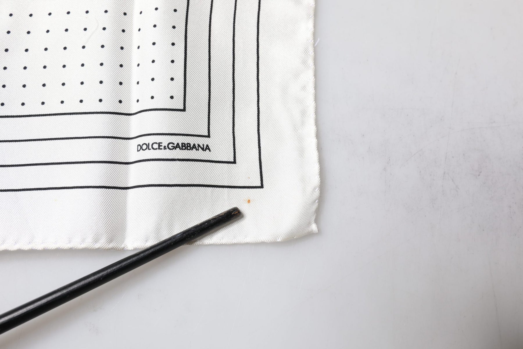 Dolce & Gabbana White Polka Dots Square Handkerchief Scarf | Regal Royce