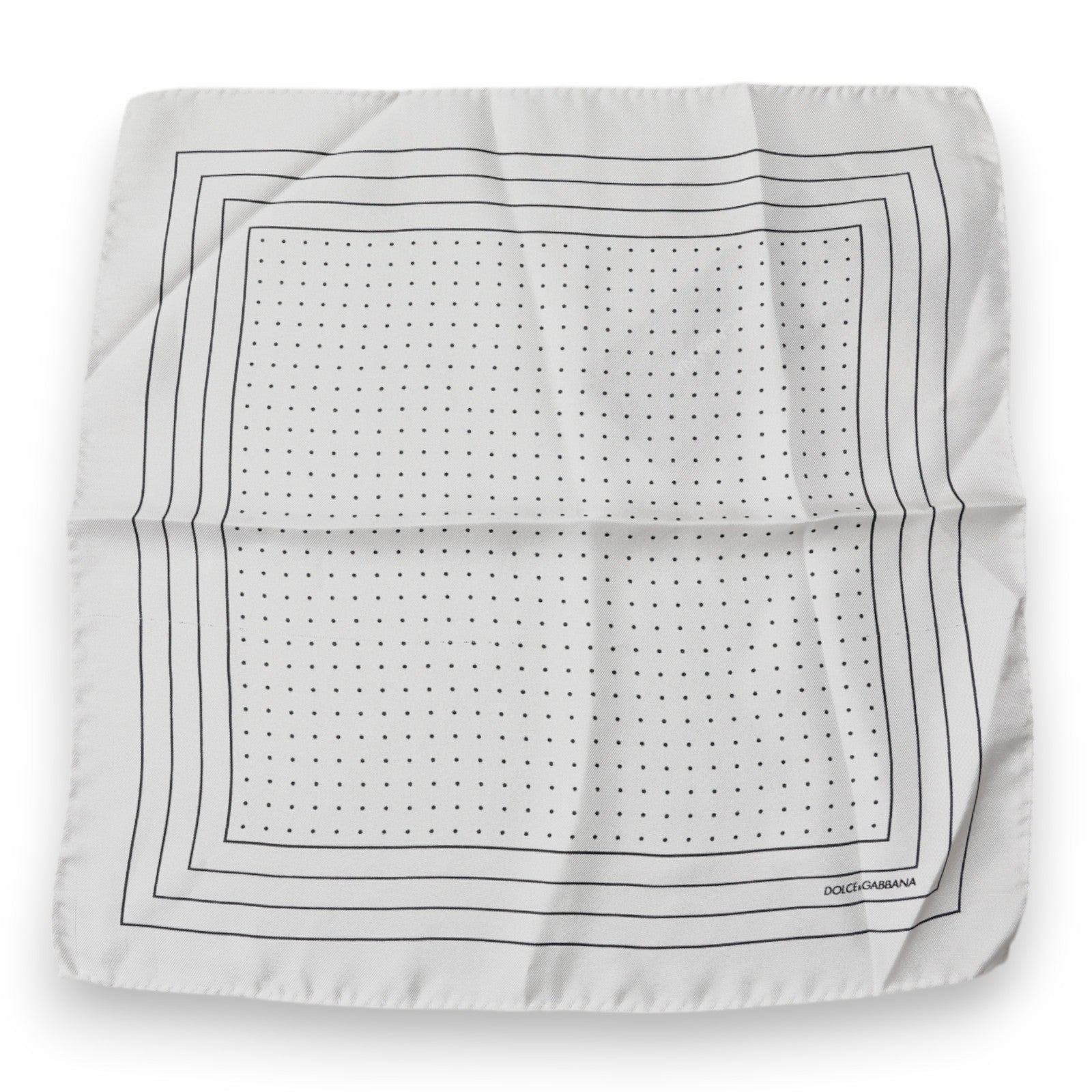 Dolce & Gabbana White Polka Dots Square Handkerchief Scarf | Regal Royce