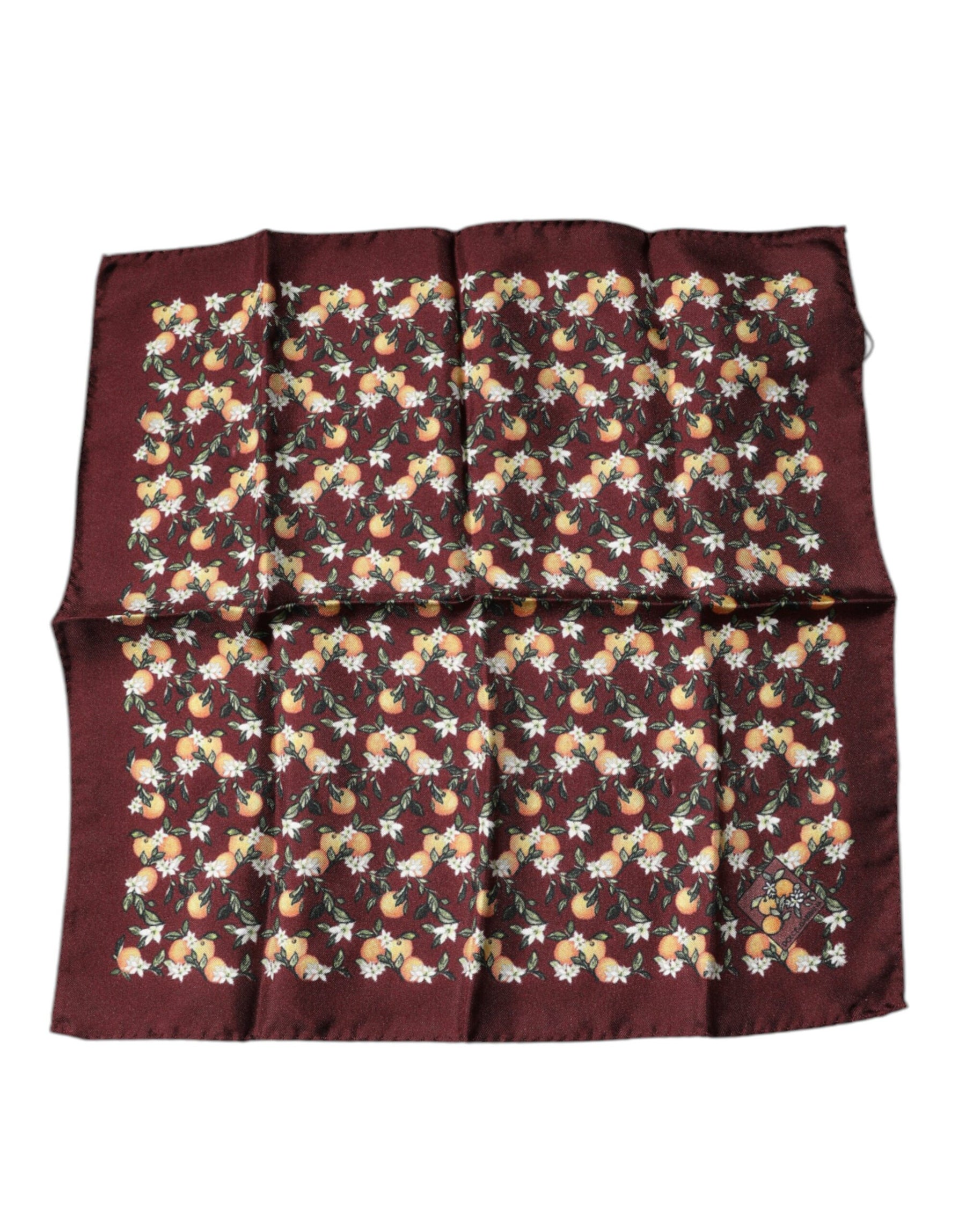 Dolce & Gabbana Maroon Oranges Silk Square Handkerchief Scarf | Regal Royce