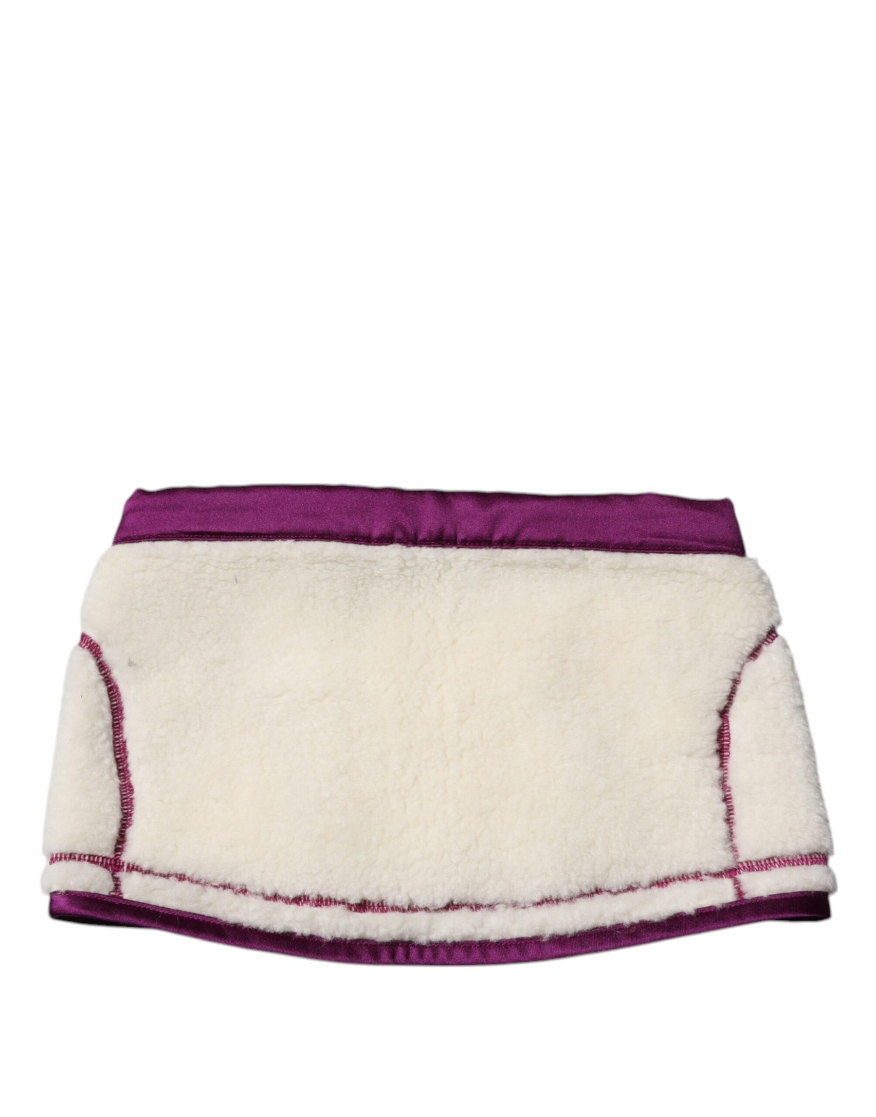 Dolce & Gabbana White Purple Cashmere Fleece Neck Warmer Scarf | Regal Royce