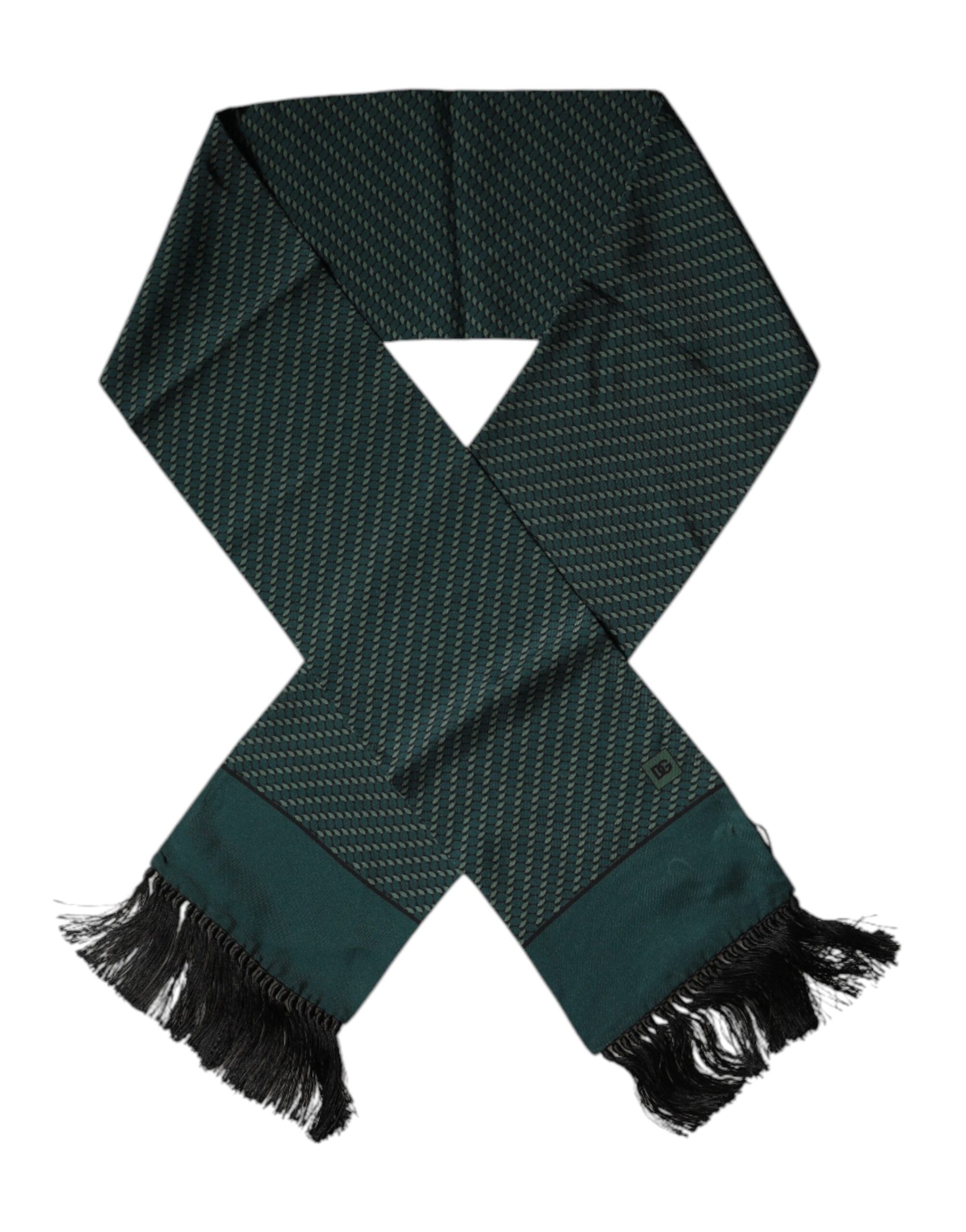 Dolce & Gabbana Dark Green Fantasy Fringes Neck Wrap Scarf | Regal Royce