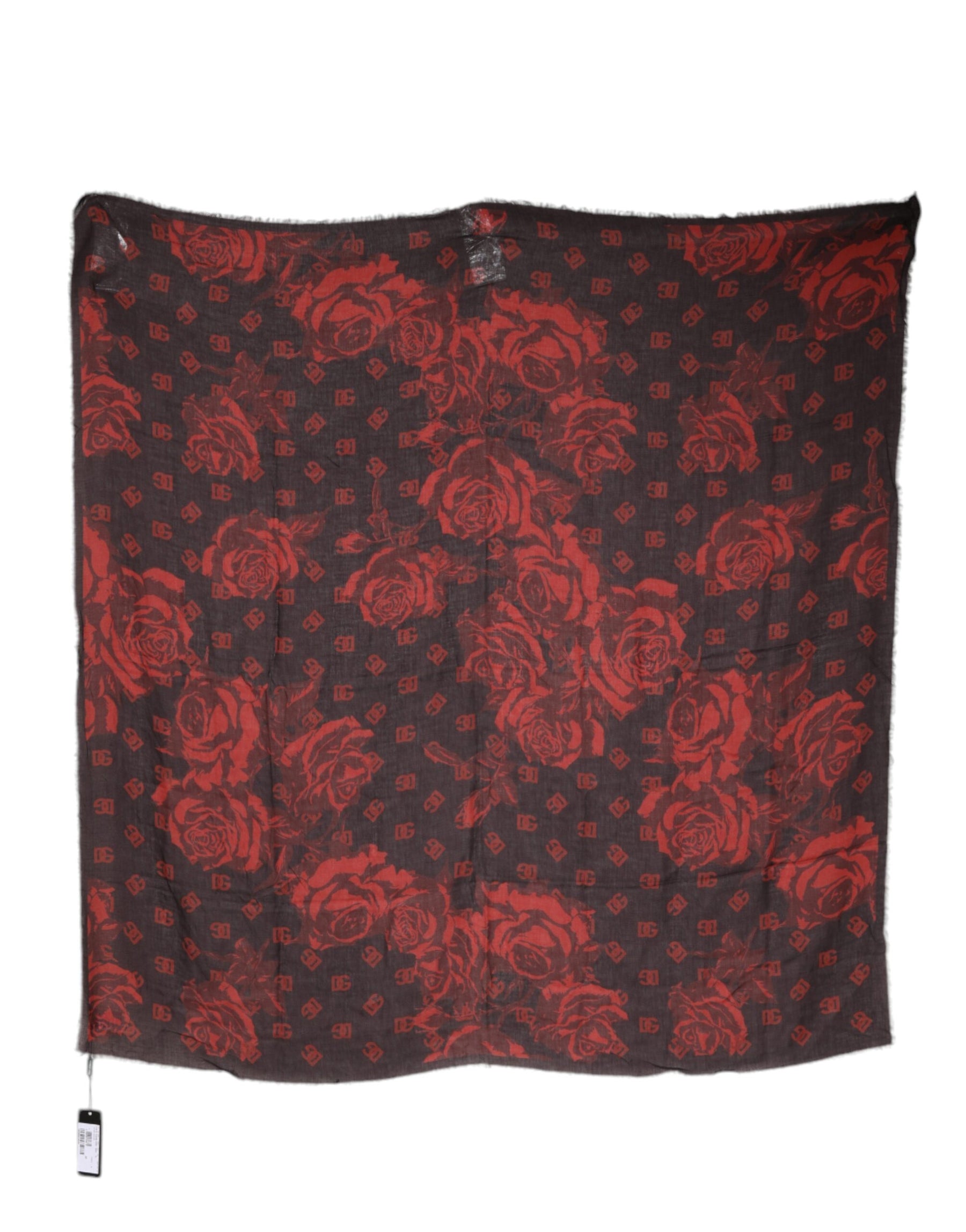 Dolce & Gabbana Black Red Floral Modal Wrap Shawl Scarf | Regal Royce