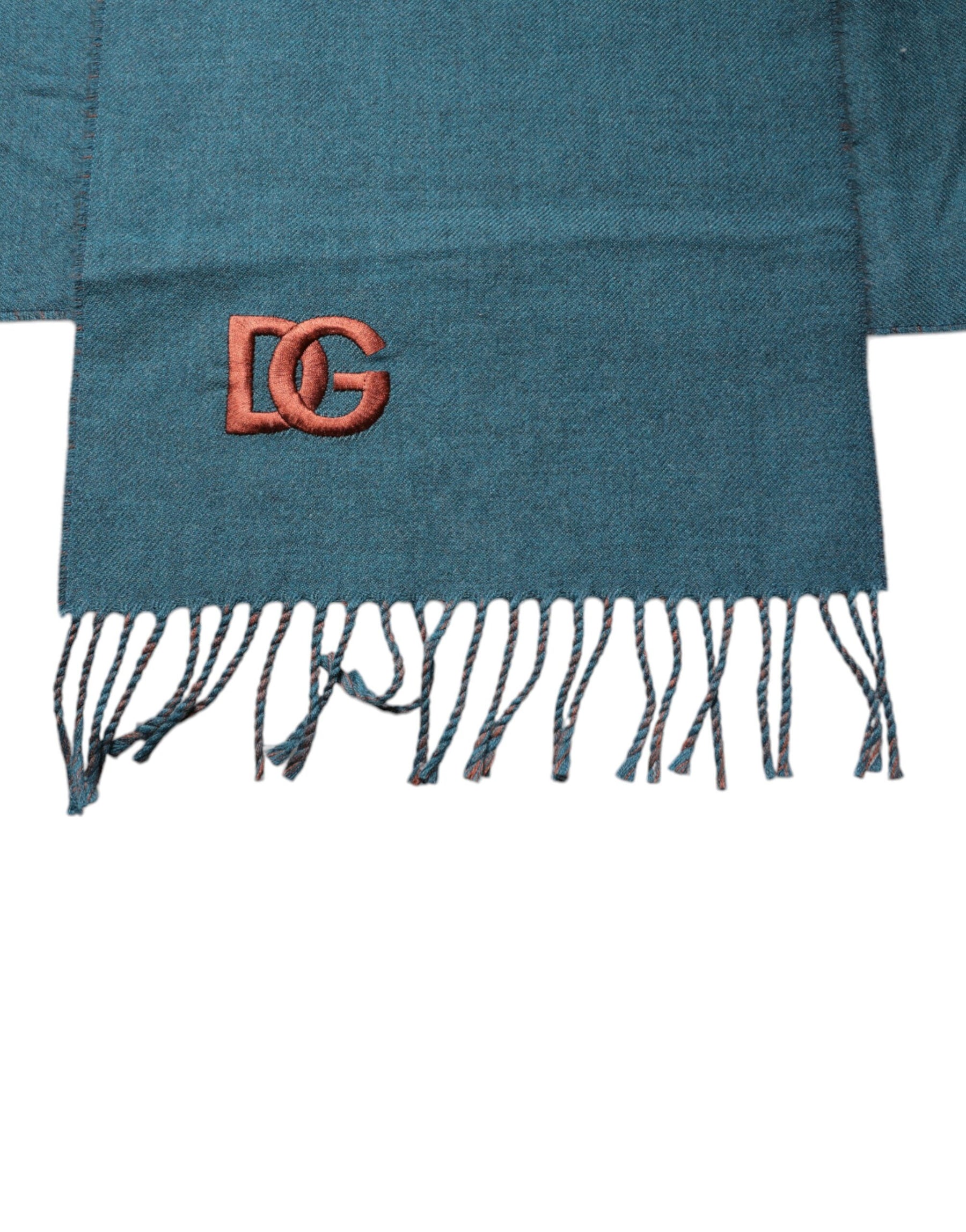 Dolce & Gabbana Blue Green Wool Fringes Wrap Shawl Scarf | Regal Royce
