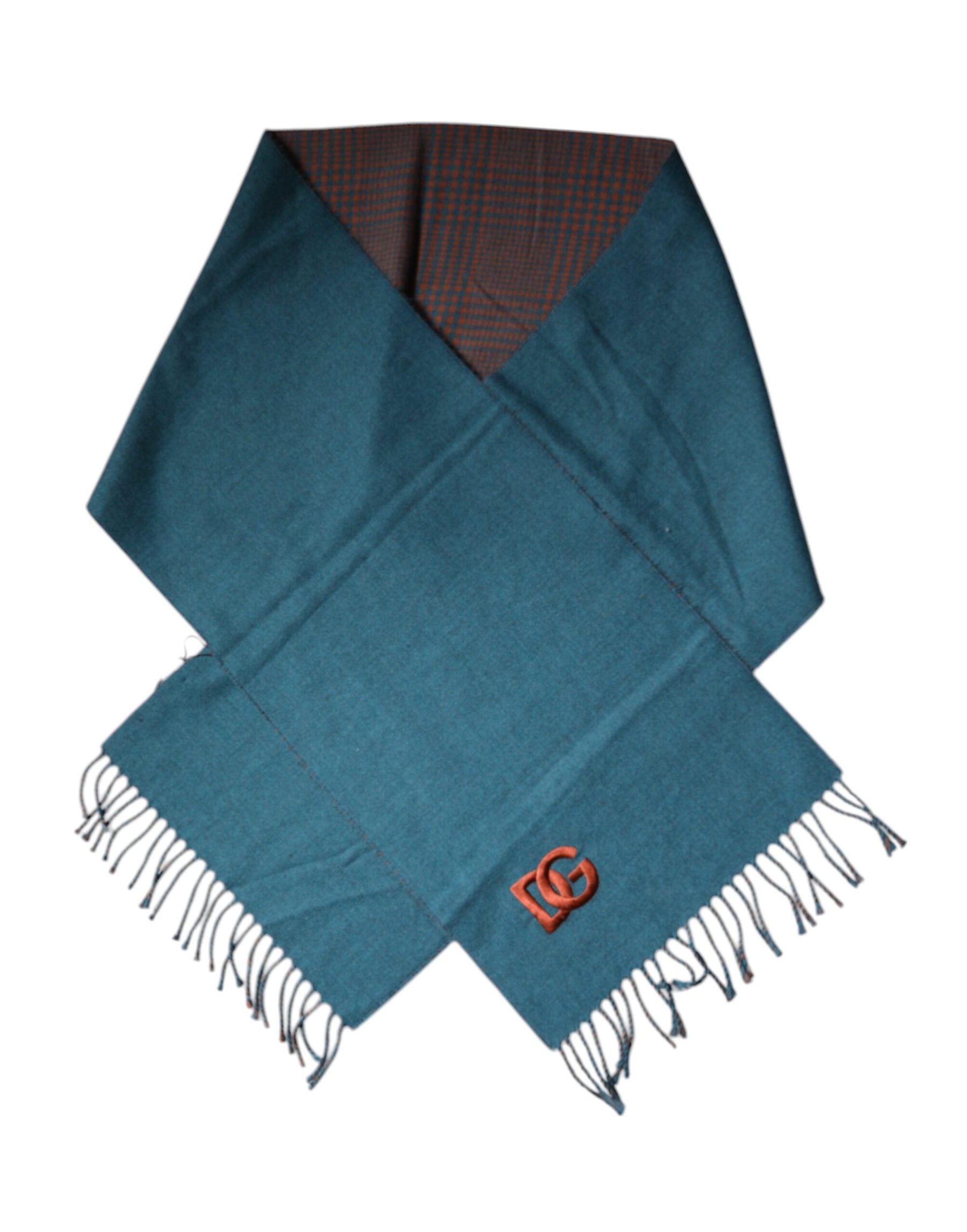 Dolce & Gabbana Blue Green Wool Fringes Wrap Shawl Scarf | Regal Royce