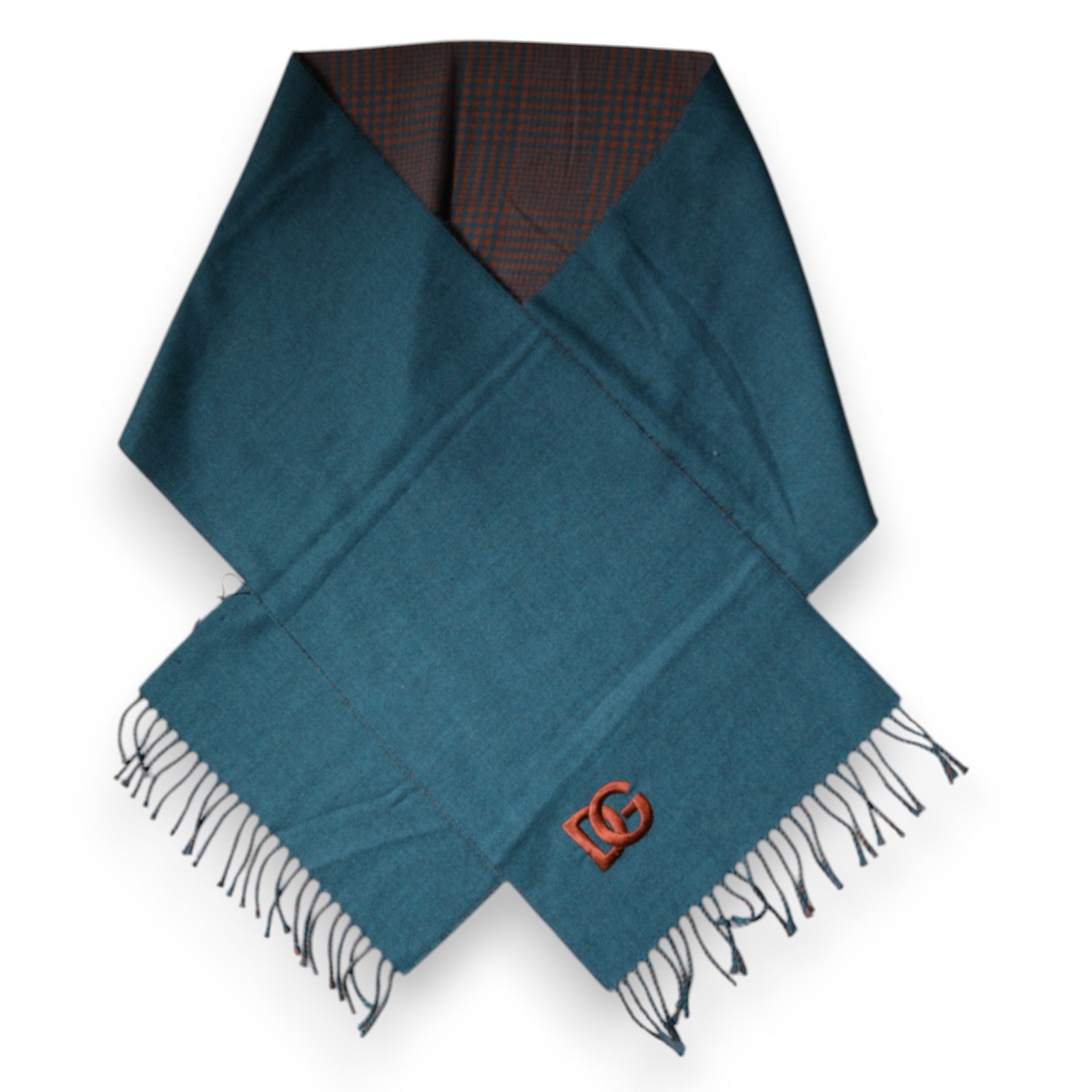 Dolce & Gabbana Blue Green Wool Fringes Wrap Shawl Scarf | Regal Royce
