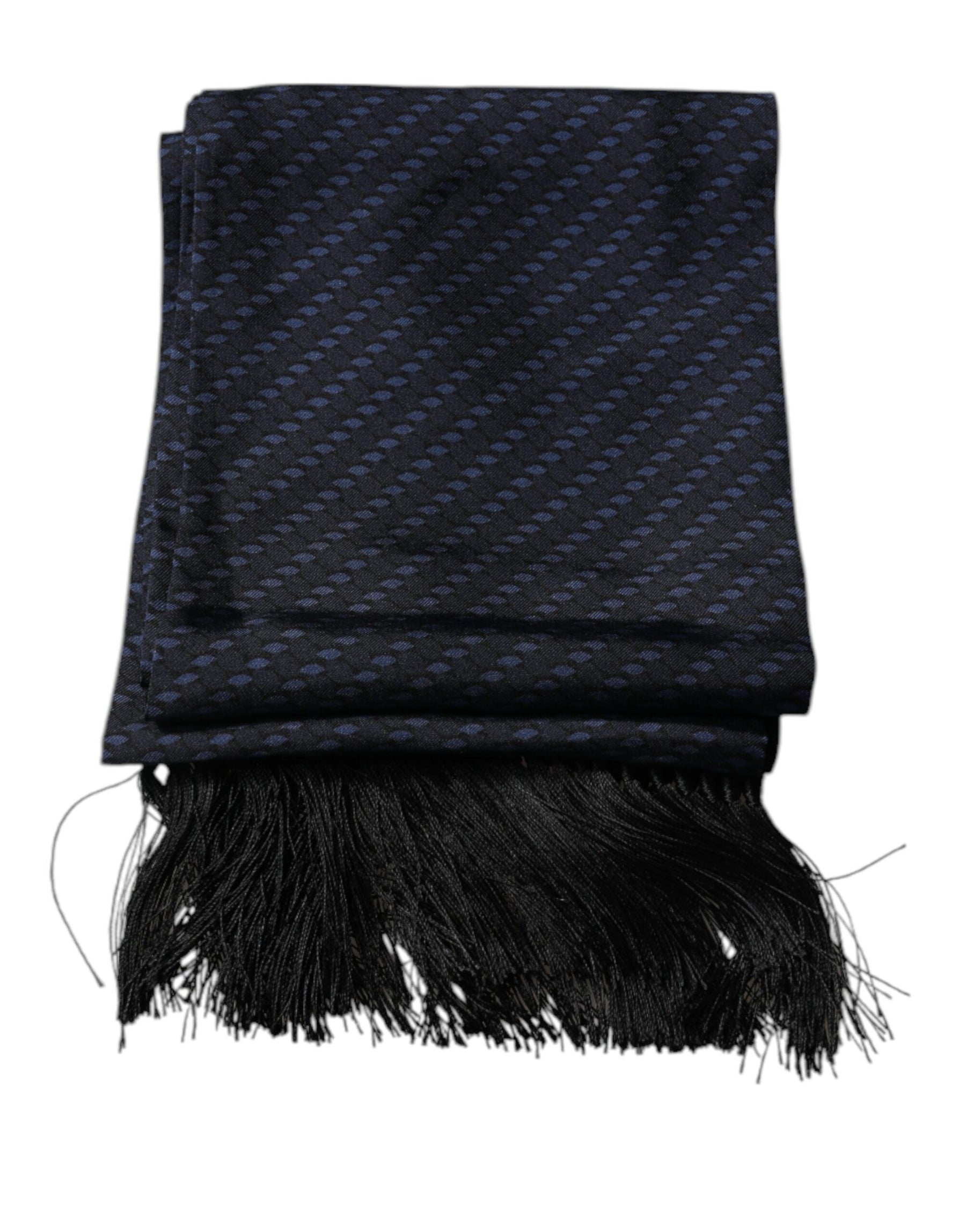 Dolce & Gabbana Dark Blue Fantasy Fringes Neck Wrap Scarf | Regal Royce